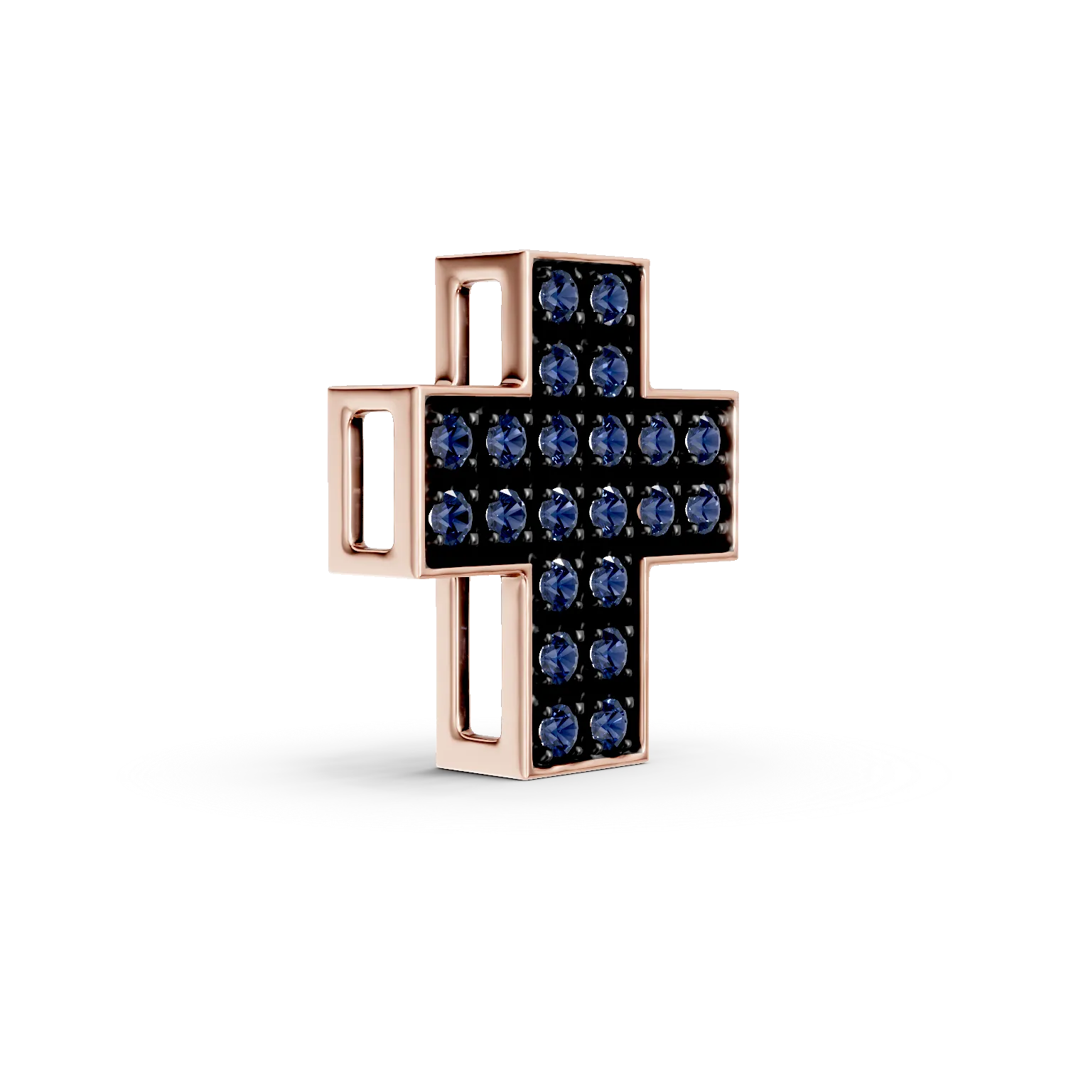 18K rose gold cross pendant with 0.22ct sapphires