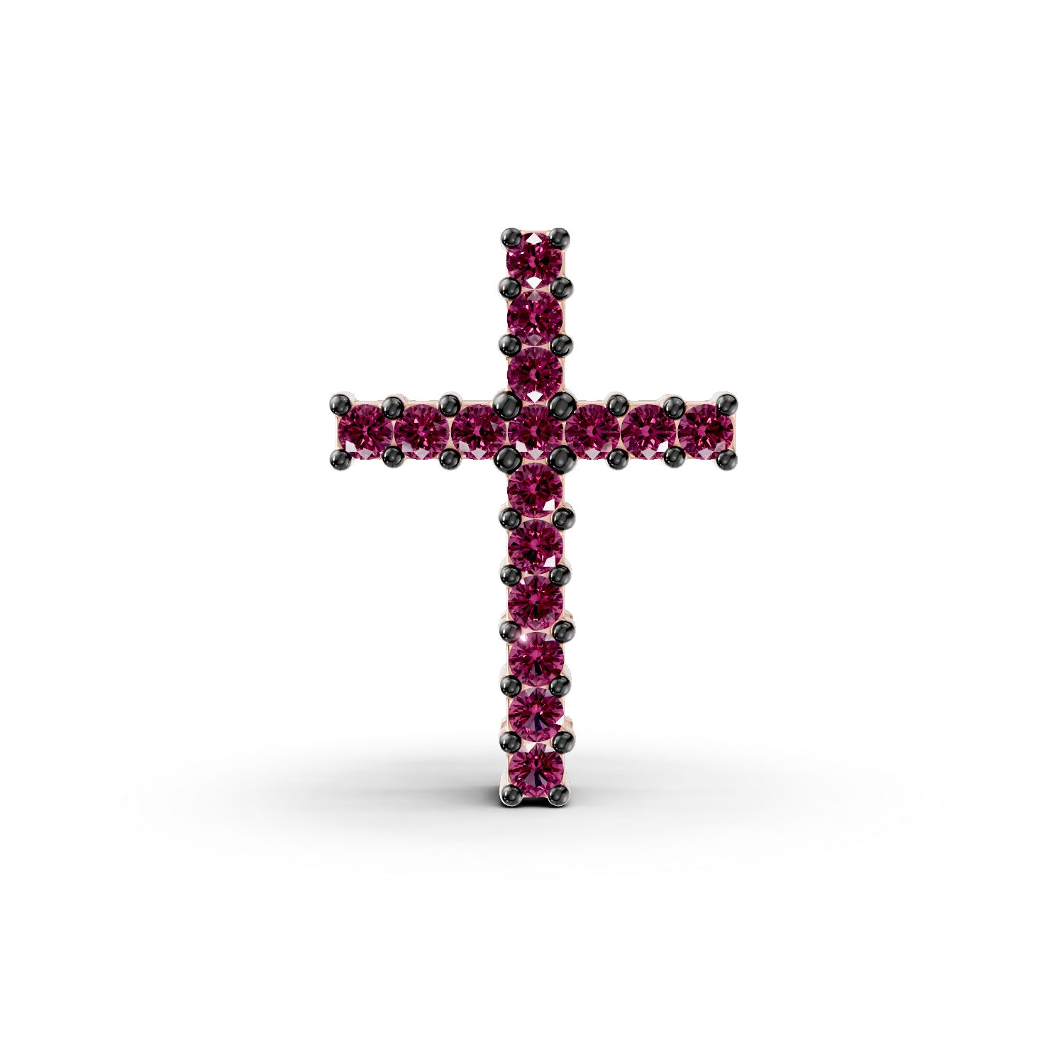 Pandantiv cruce din aur roz de 18K cu rubine de 0.17ct