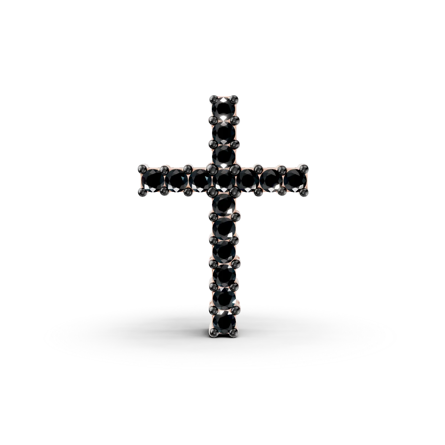 Pandantiv cruciulita din aur roz cu diamante negre de 0.1ct
