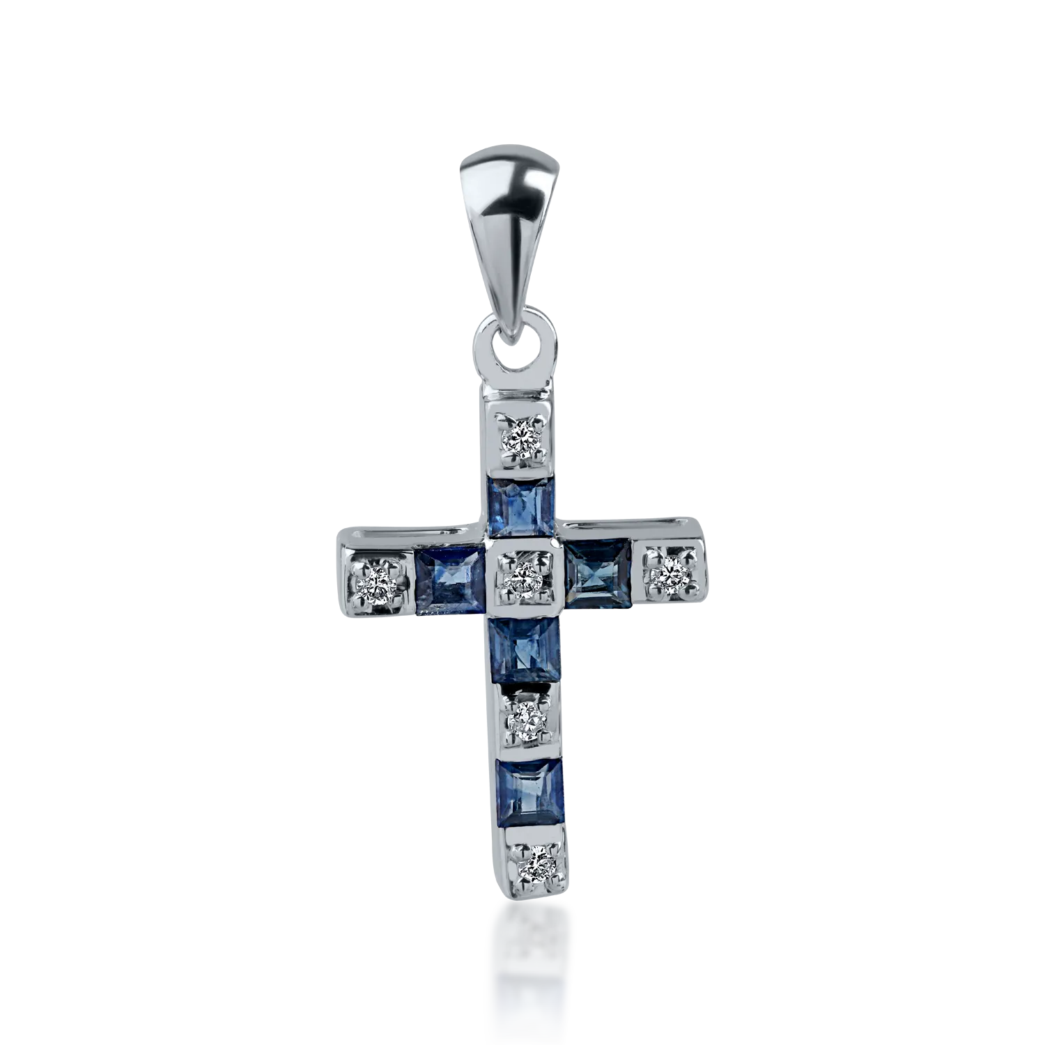 White gold cross pendant with 0.29ct sapphires and 0.04ct diamonds