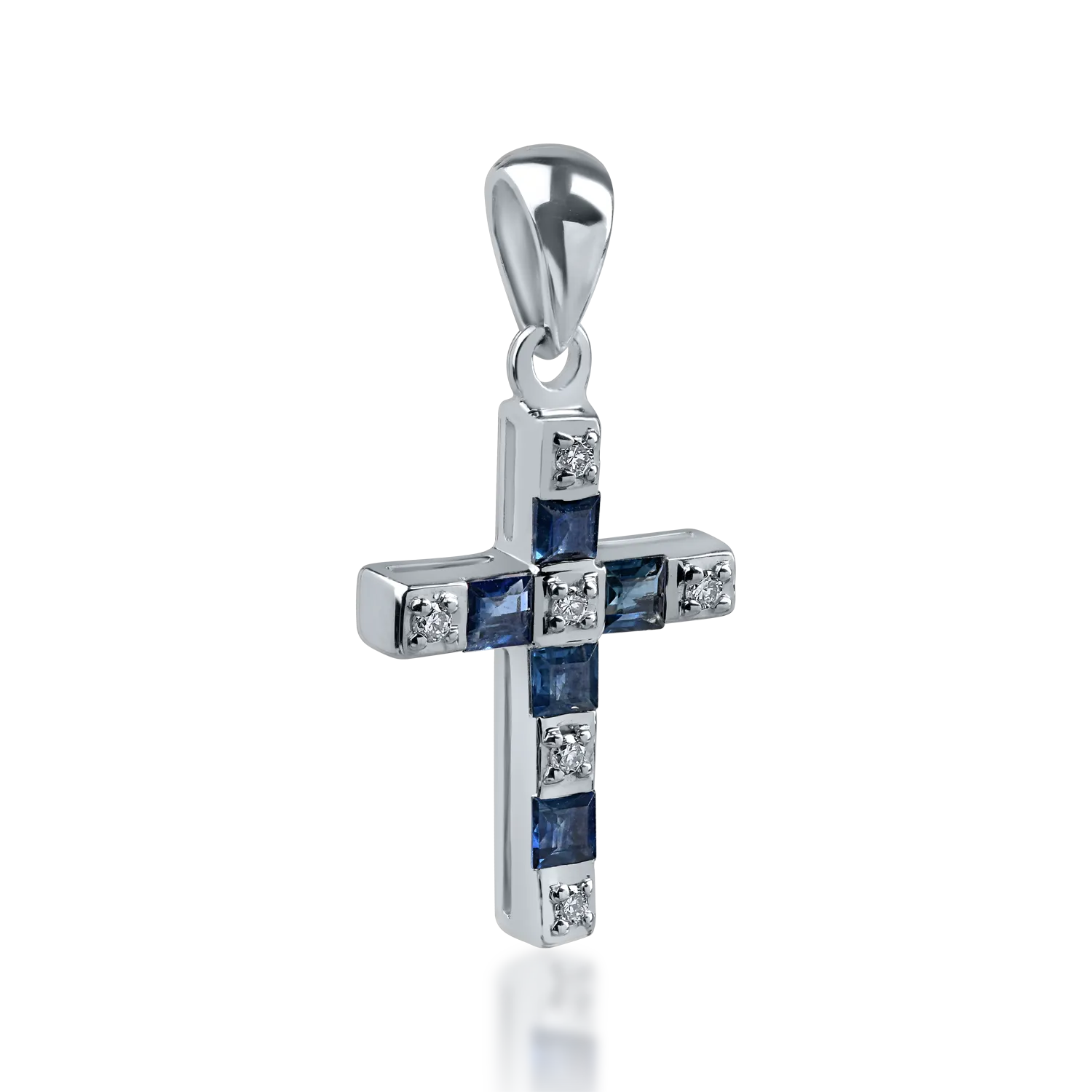 White gold cross pendant with 0.29ct sapphires and 0.04ct diamonds