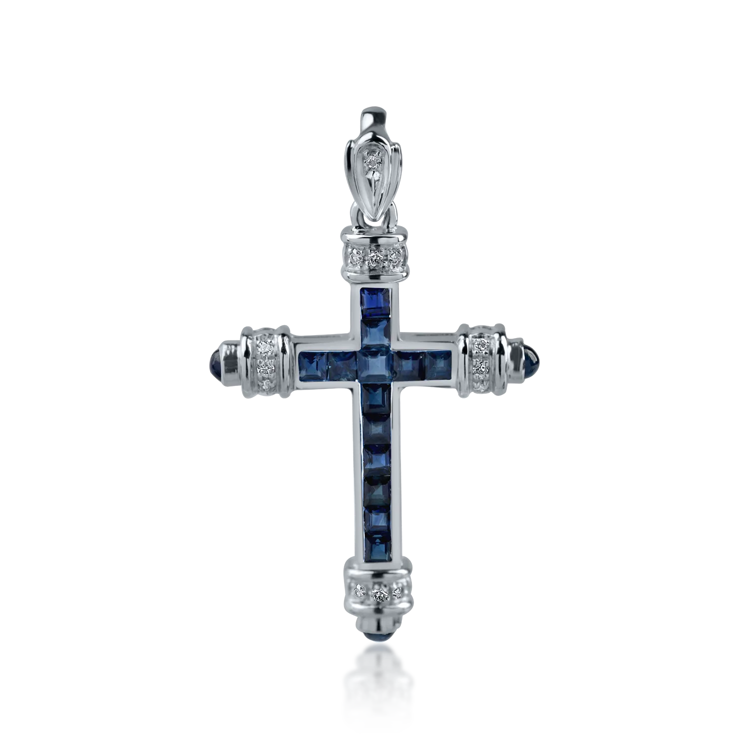 White gold cross pendant with 1.14ct sapphires and 0.07ct diamonds