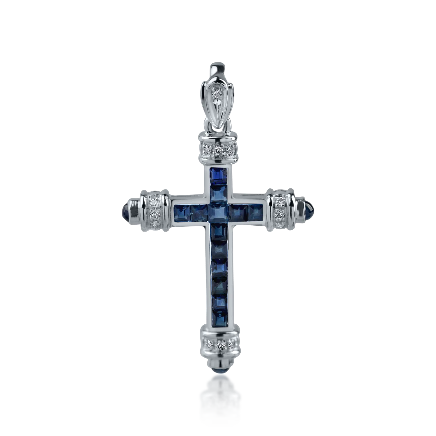 White gold cross pendant with 1.14ct sapphires and 0.07ct diamonds-151735