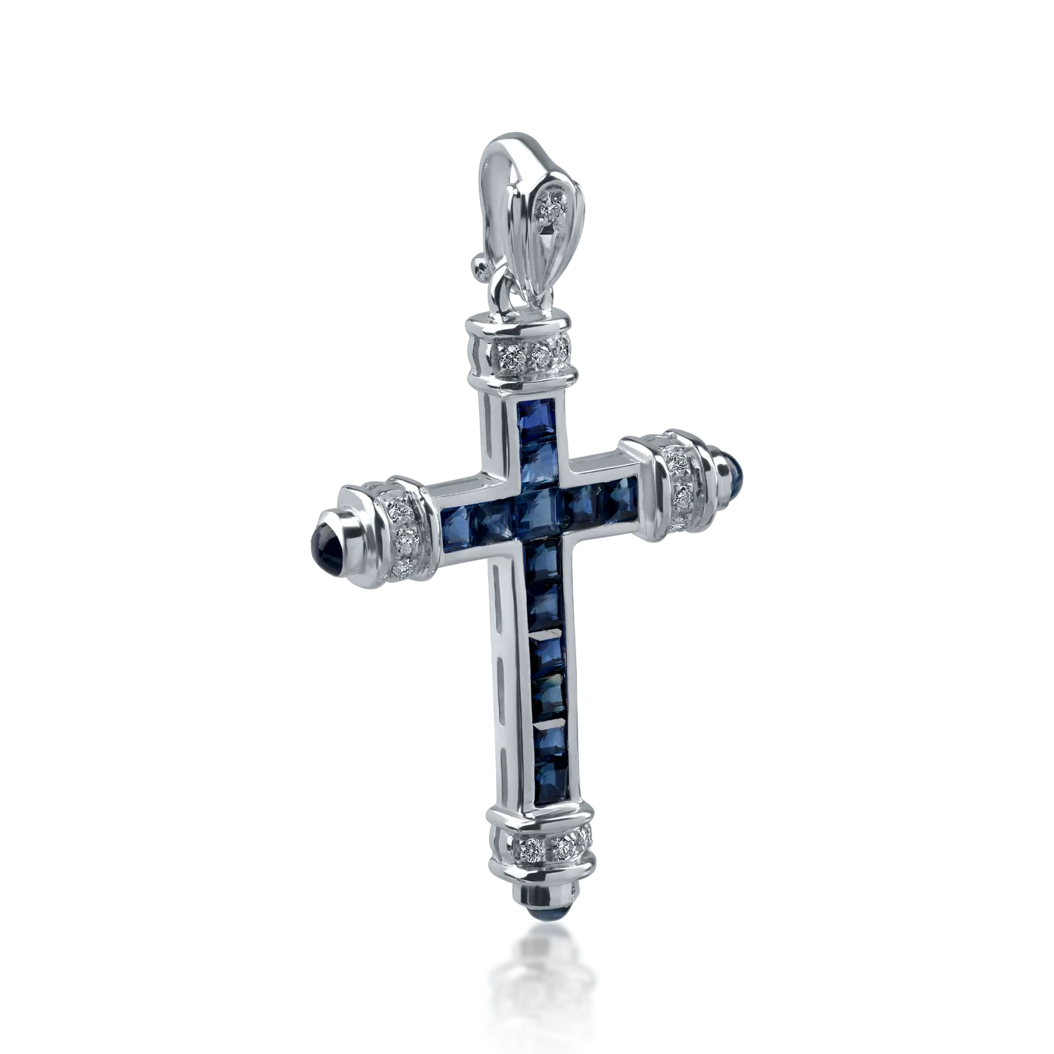 White gold cross pendant with 1.14ct sapphires and 0.07ct diamonds