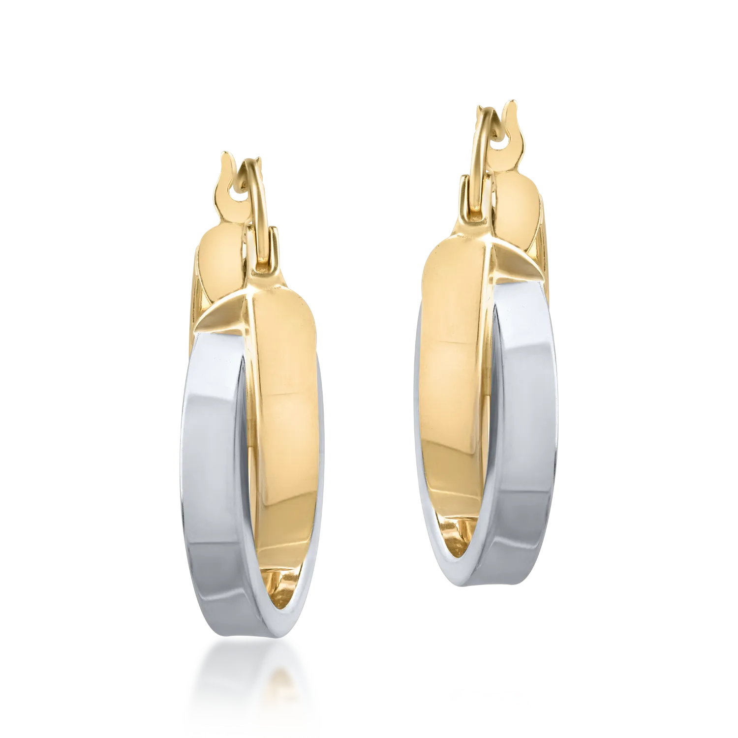 14K white-yellow gold earrings