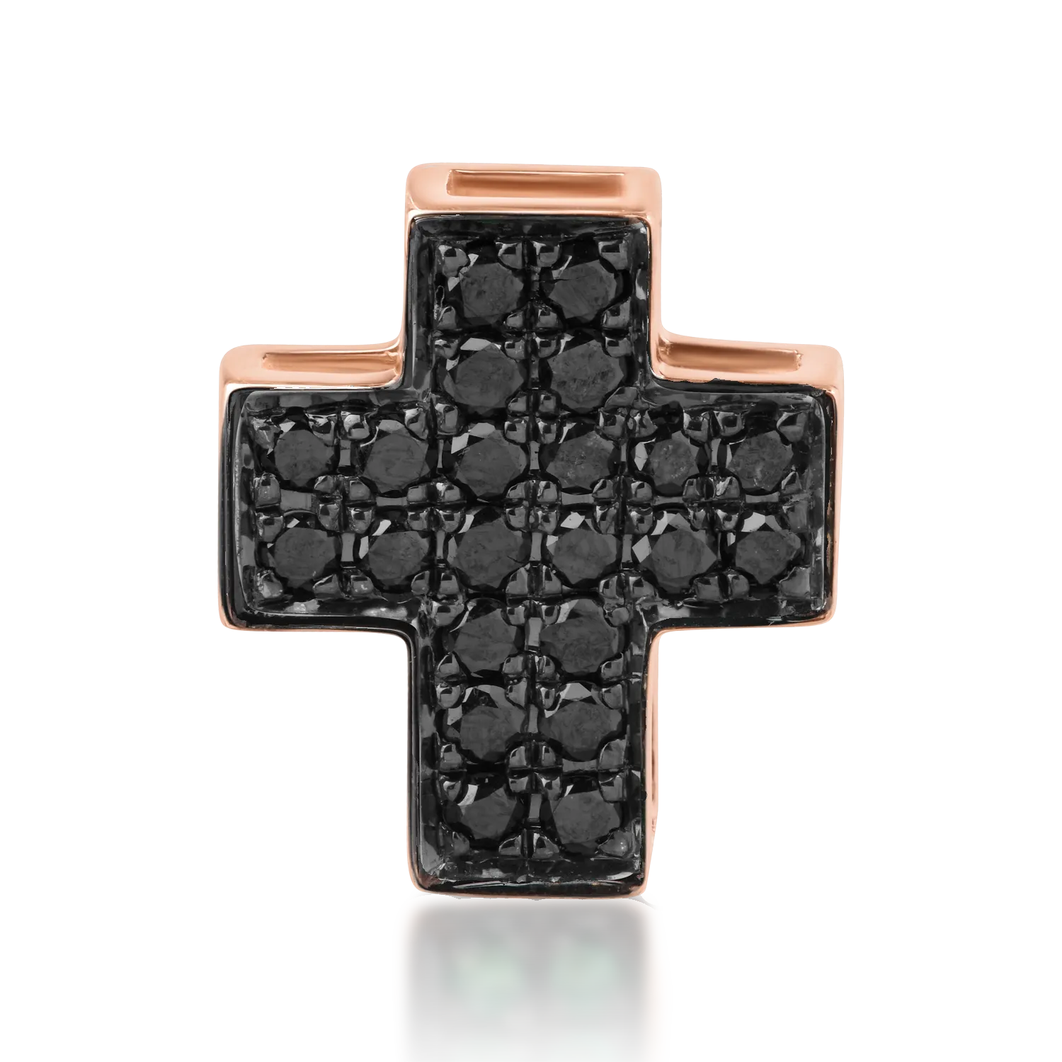 Rose gold cross pendant with 0.2ct black diamonds