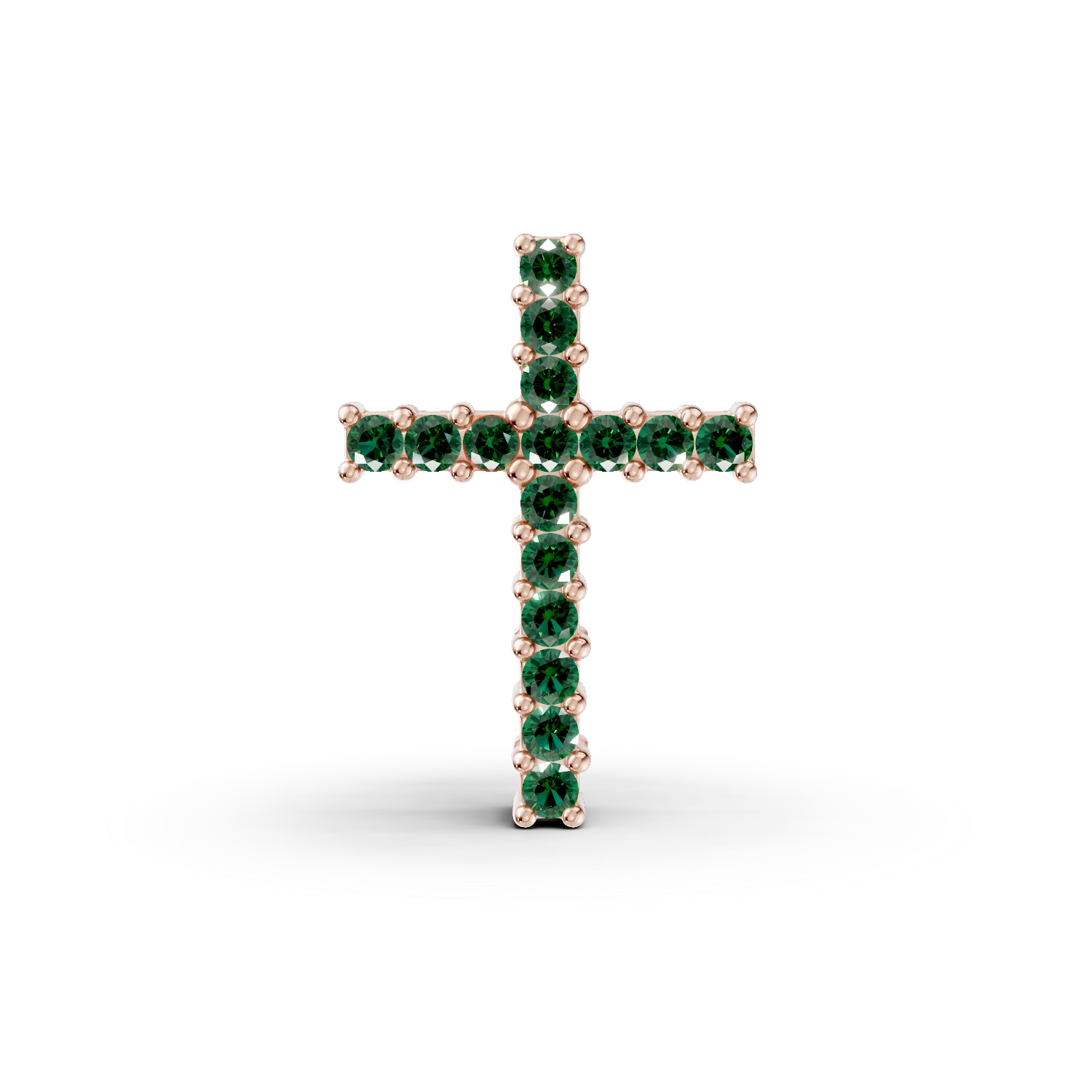 Pandantiv cruce din aur roz cu smaralde de 0.15ct-164937