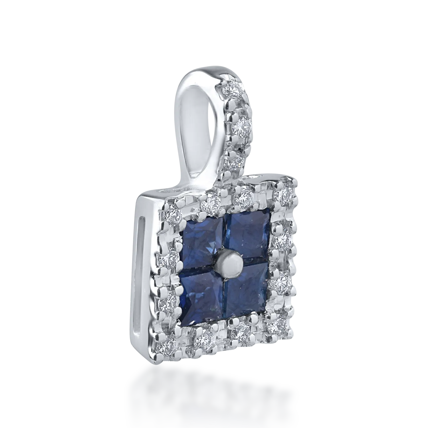 18K white gold pendant with 0.24ct sapphires and 0.06ct diamonds