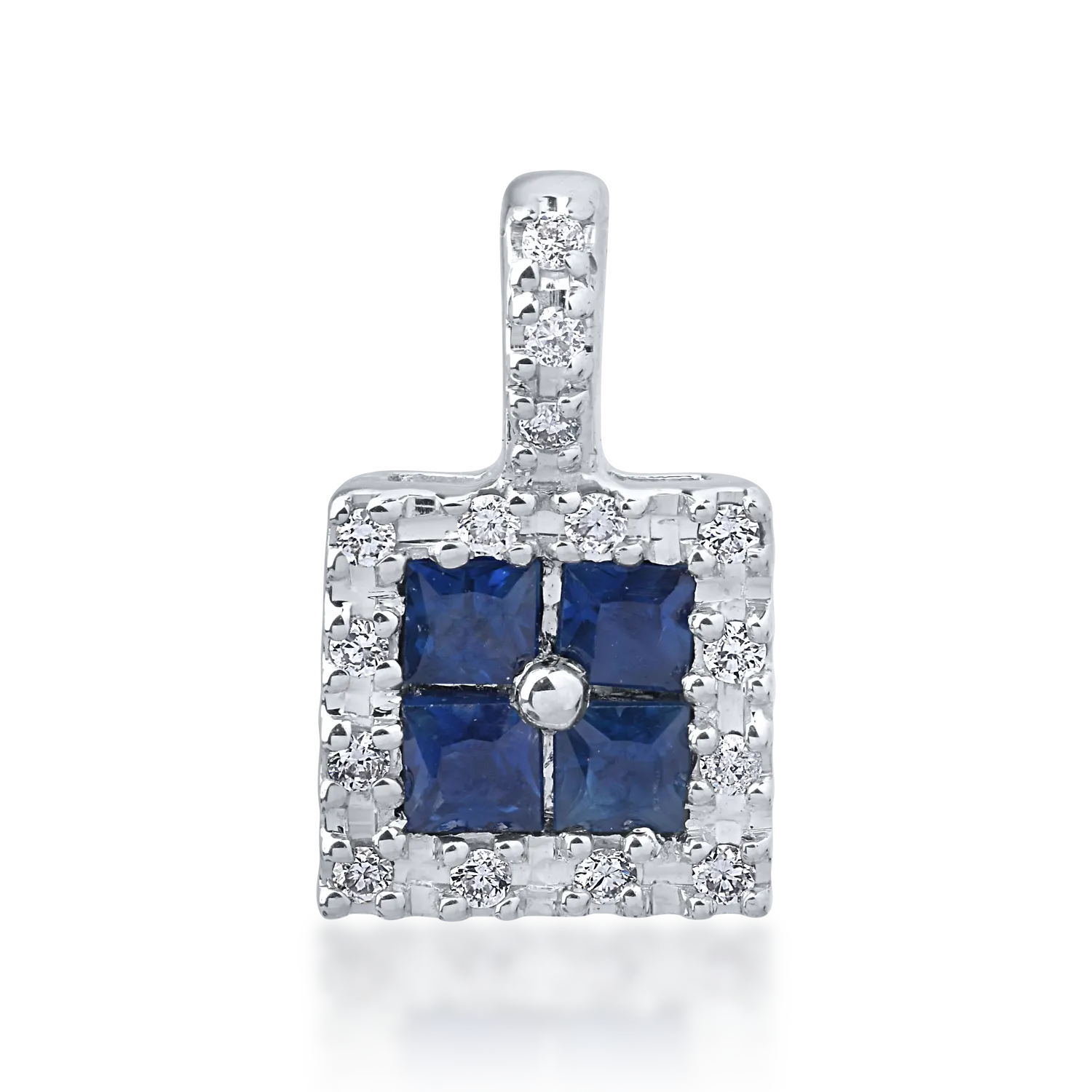 Pandantiv din aur alb de 18K cu safire de 0.24ct si diamante de 0.06ct-151755