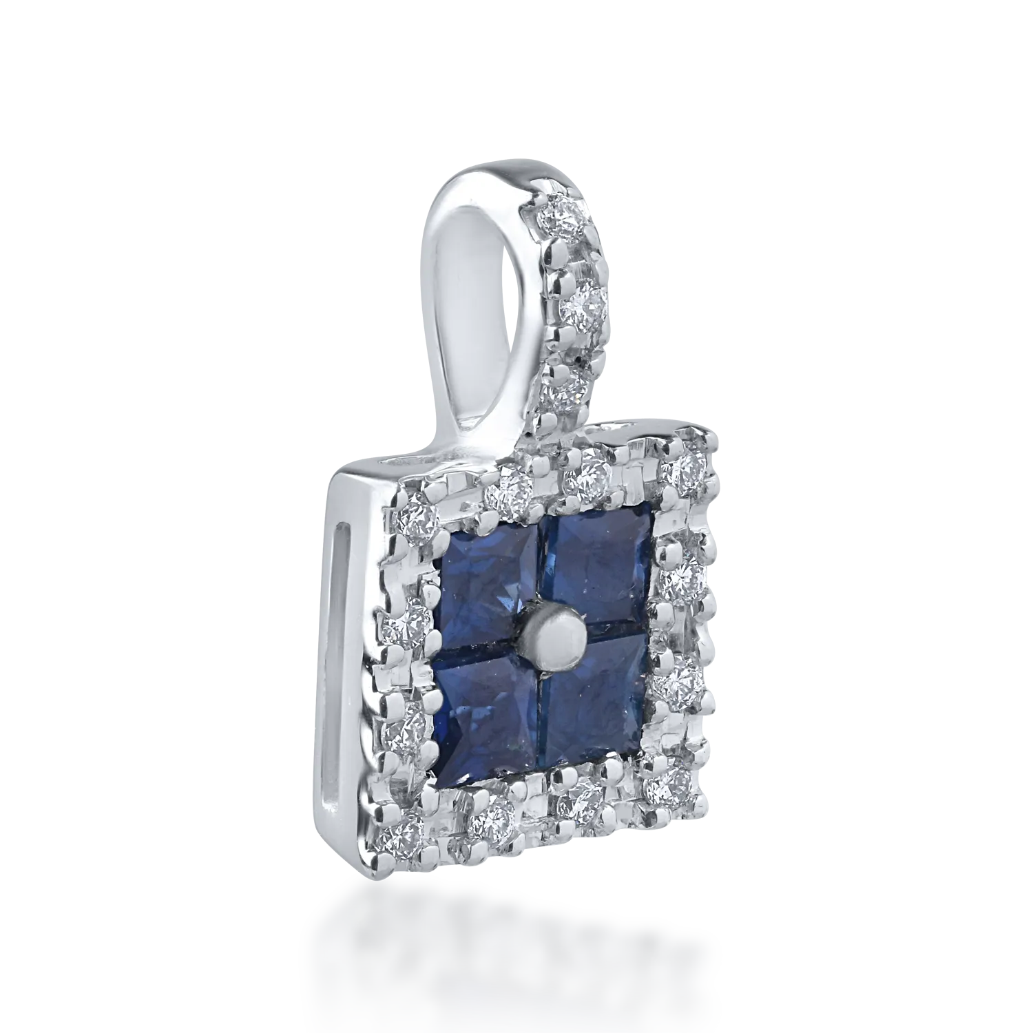 Pandantiv din aur alb de 18K cu safire de 0.24ct si diamante de 0.06ct