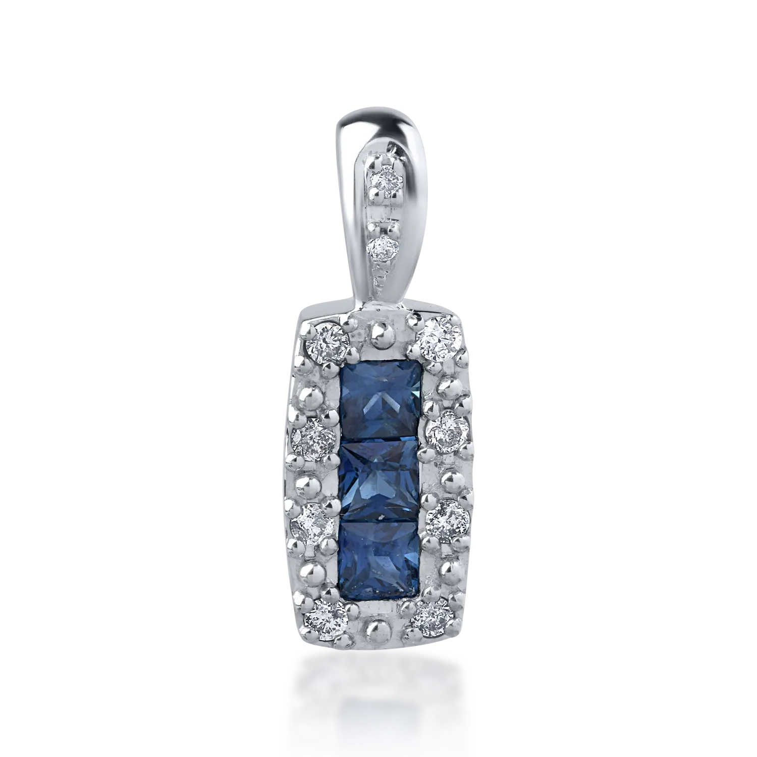18K white gold pendant with 0.28ct sapphires and 0.07ct diamonds