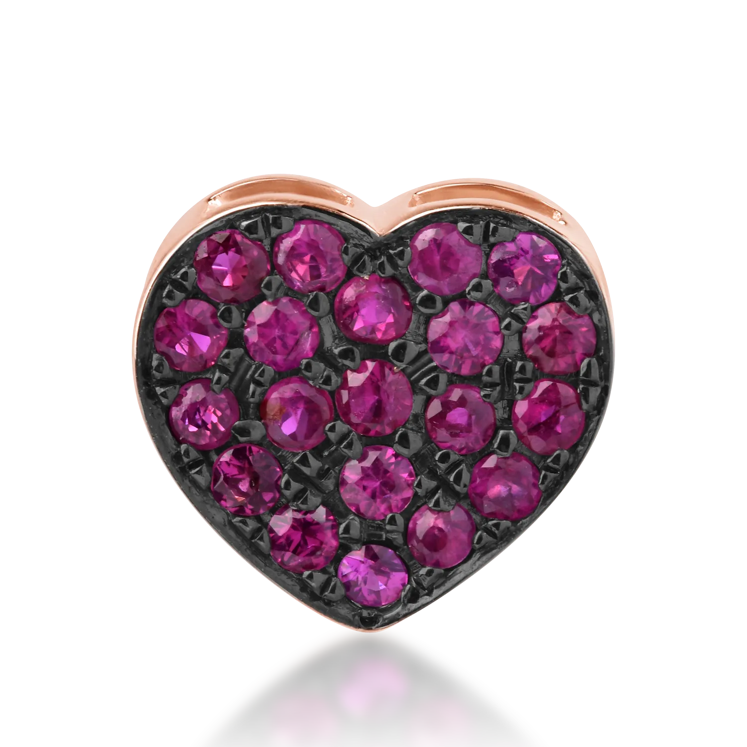 18K rose gold heart pendant with 0.24ct rubies