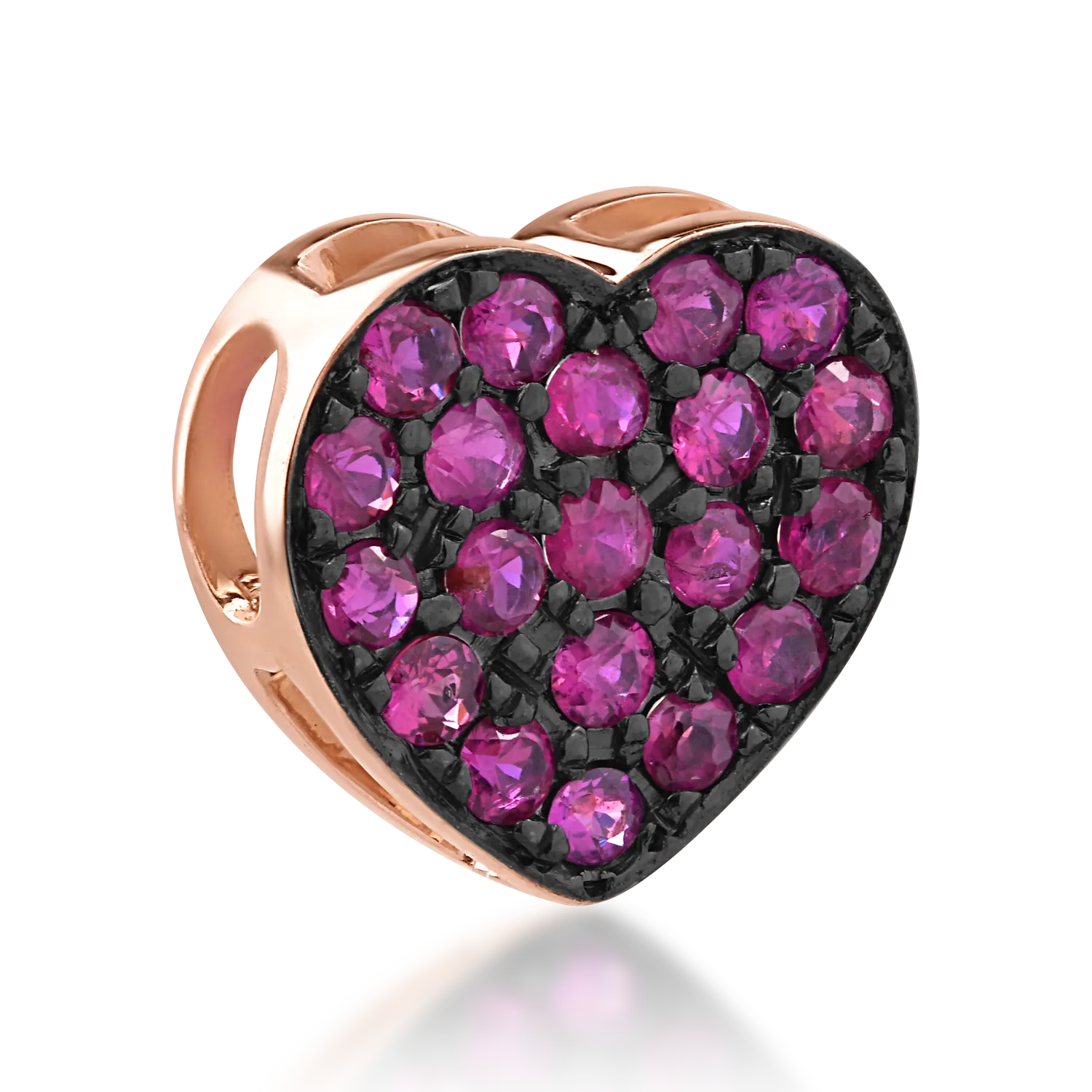 18K rose gold heart pendant with 0.24ct rubies