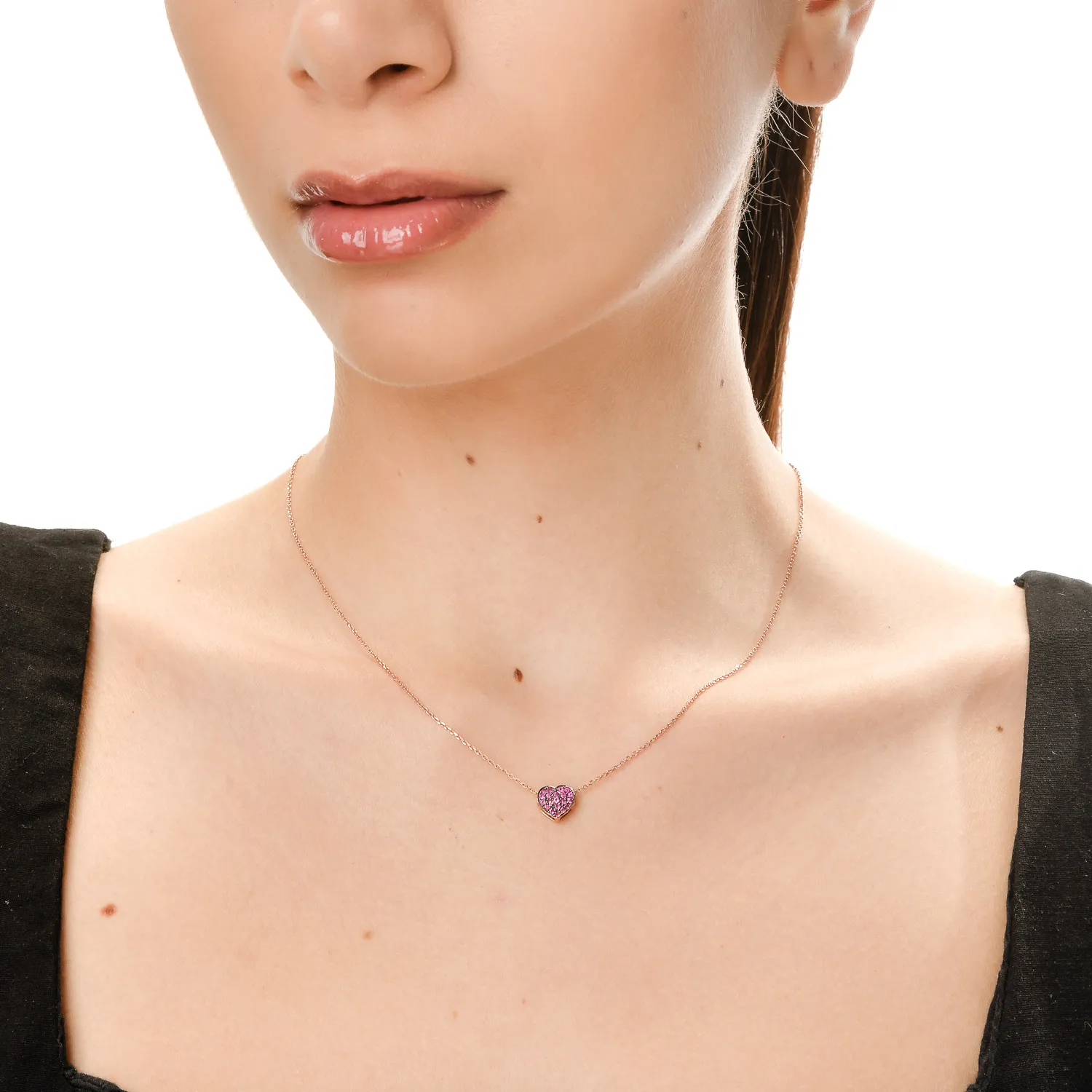 Zawieszka serce z 18K różowego złota z rubinami 0.24ct