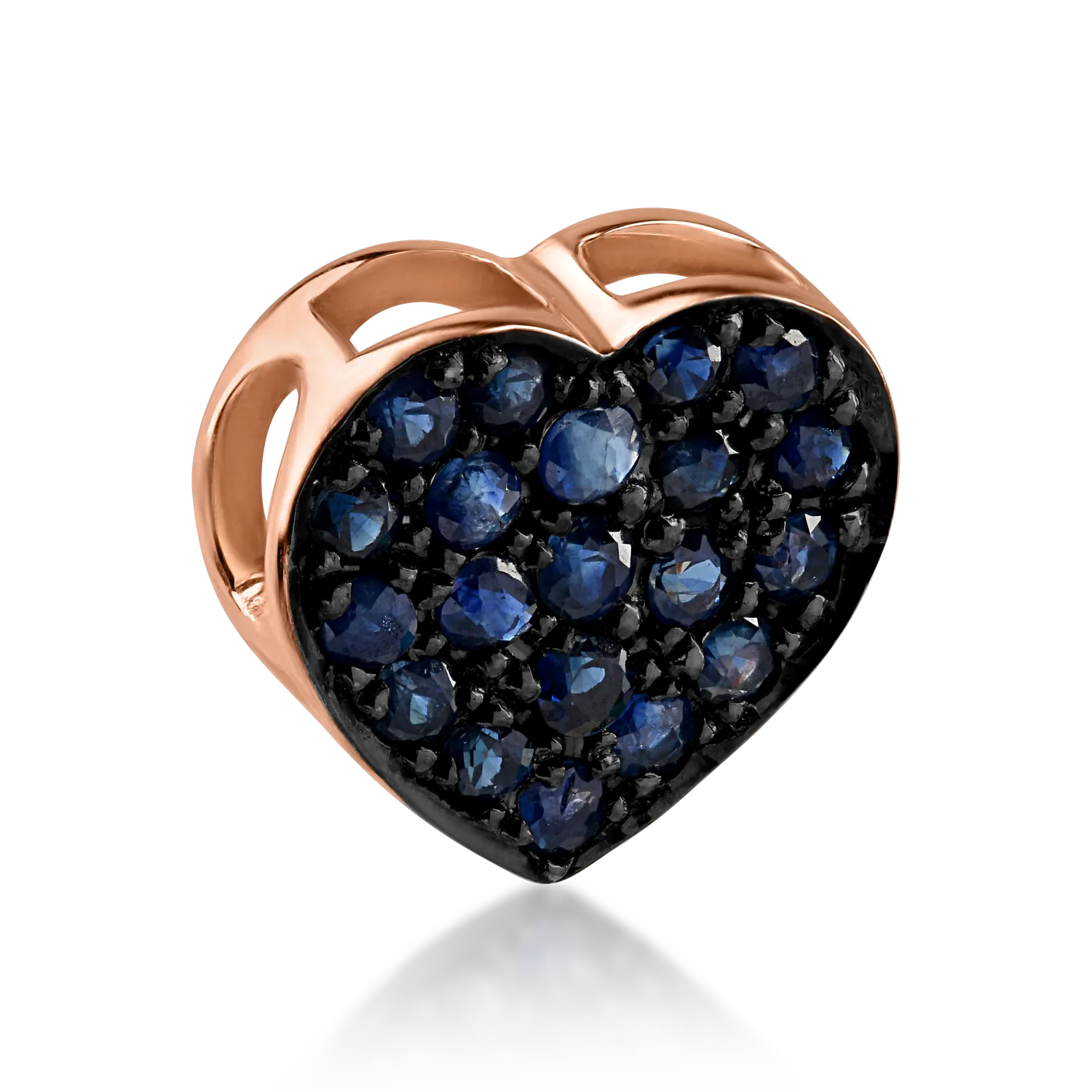 Rose gold heart pendant with 0.22ct sapphires