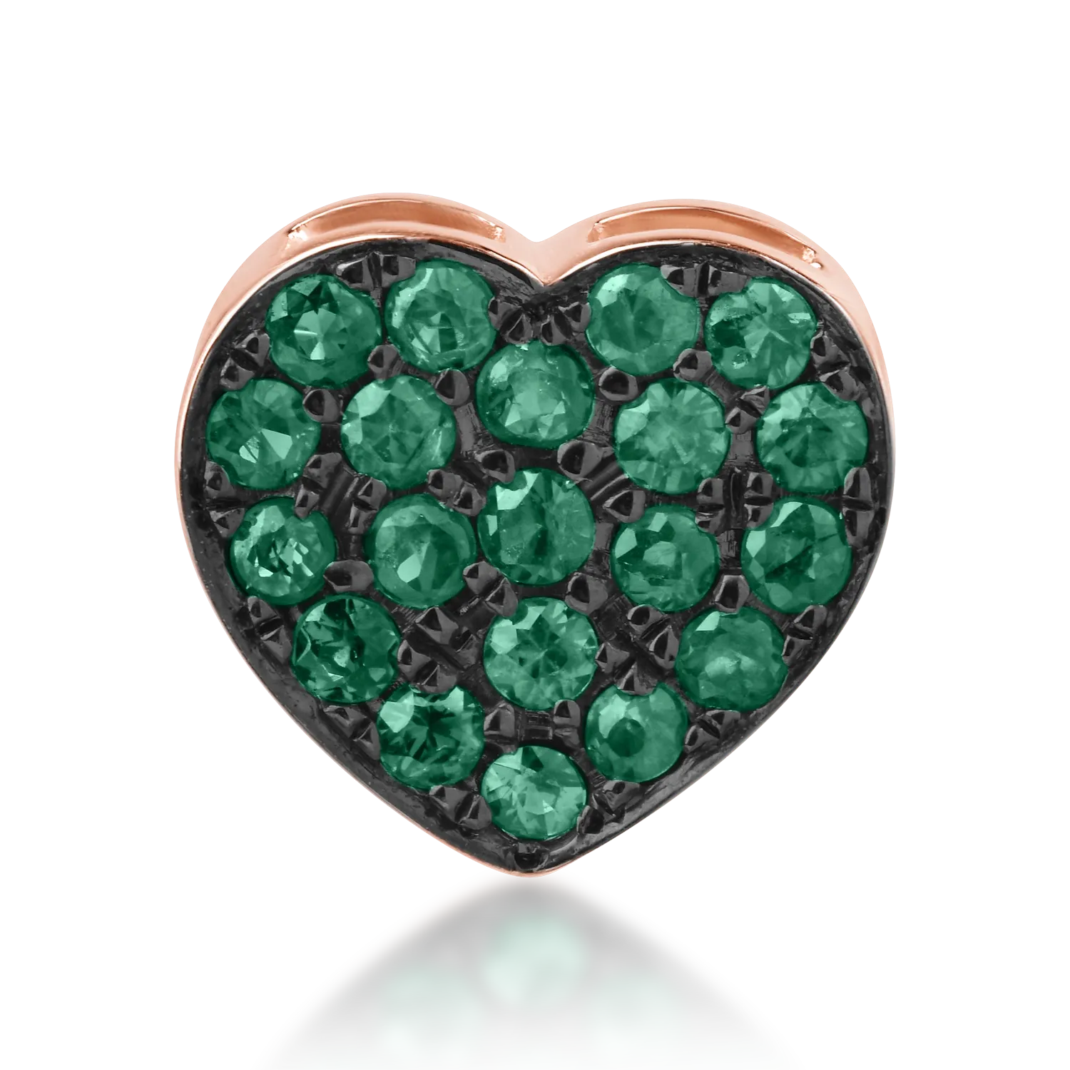 18K rose gold heart pendant with 0.16ct emeralds