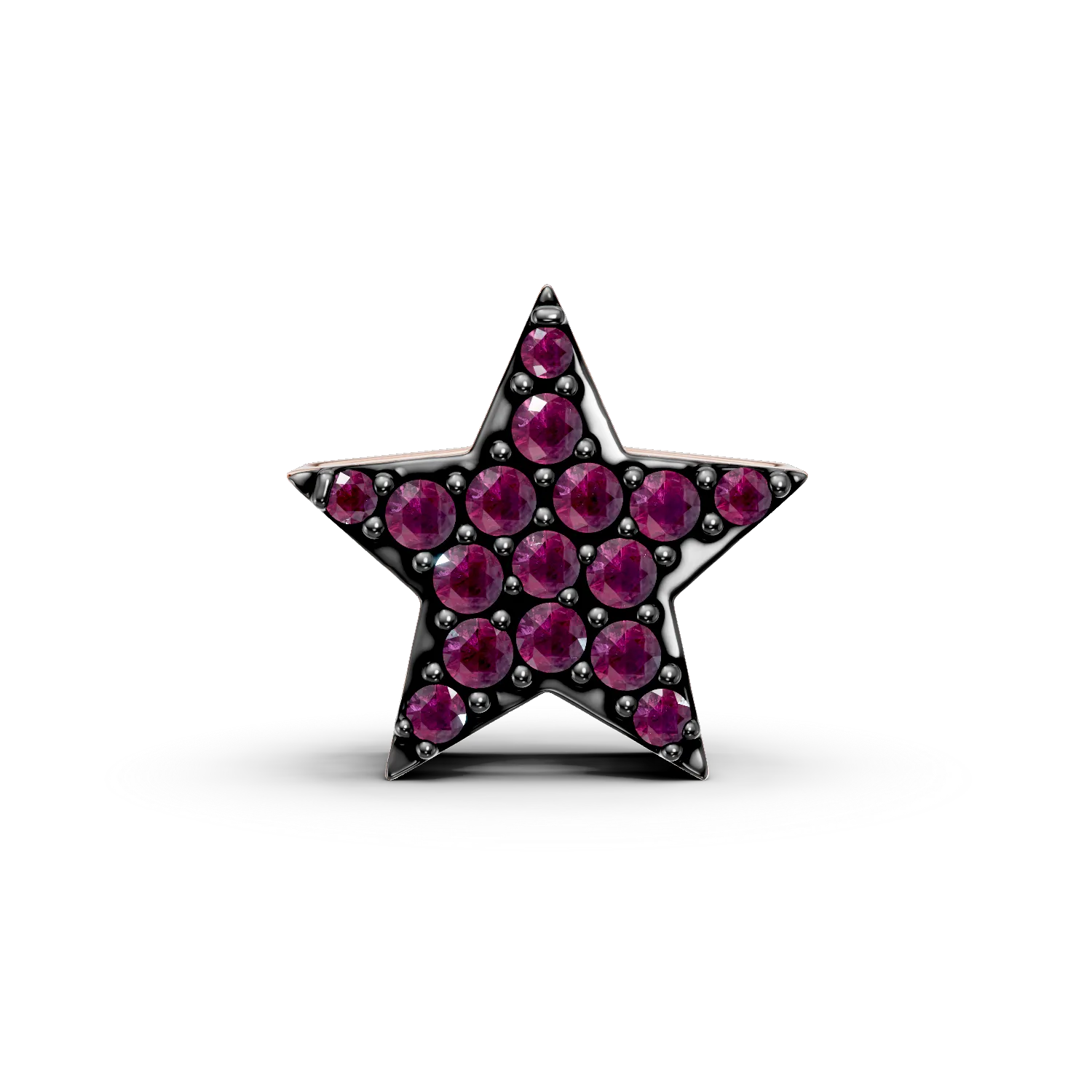 Pandantiv steluta din aur roz cu rubine de 0.1ct