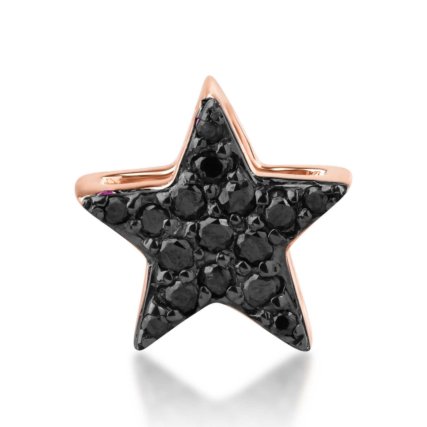 Висулка със звезда от 18K розово злато с черни диаманти 0.07ct