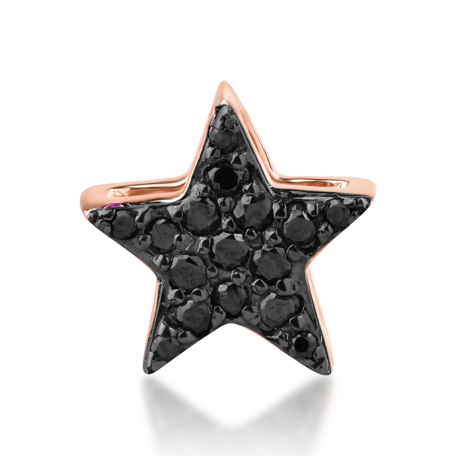 Pandantiv steluta din aur roz cu diamante negre de 0.07ct