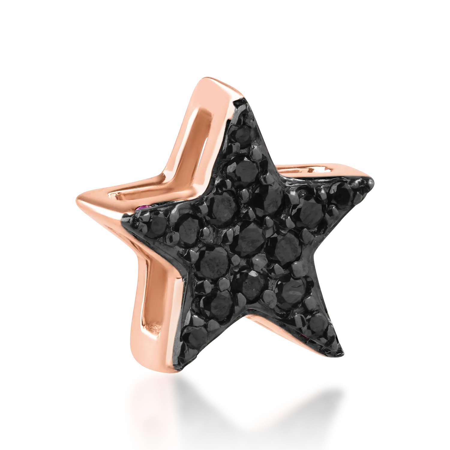 Pandantiv steluta din aur roz cu diamante negre de 0.07ct