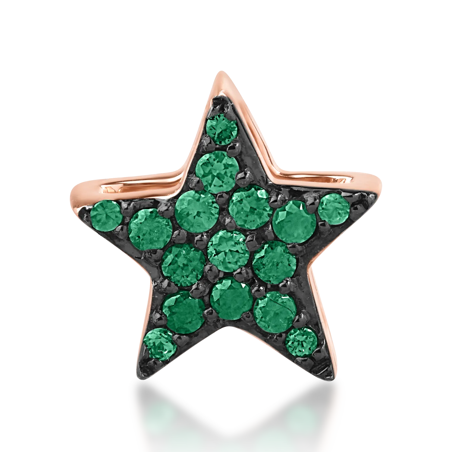 18K rose gold star pendant with 0.07ct emeralds