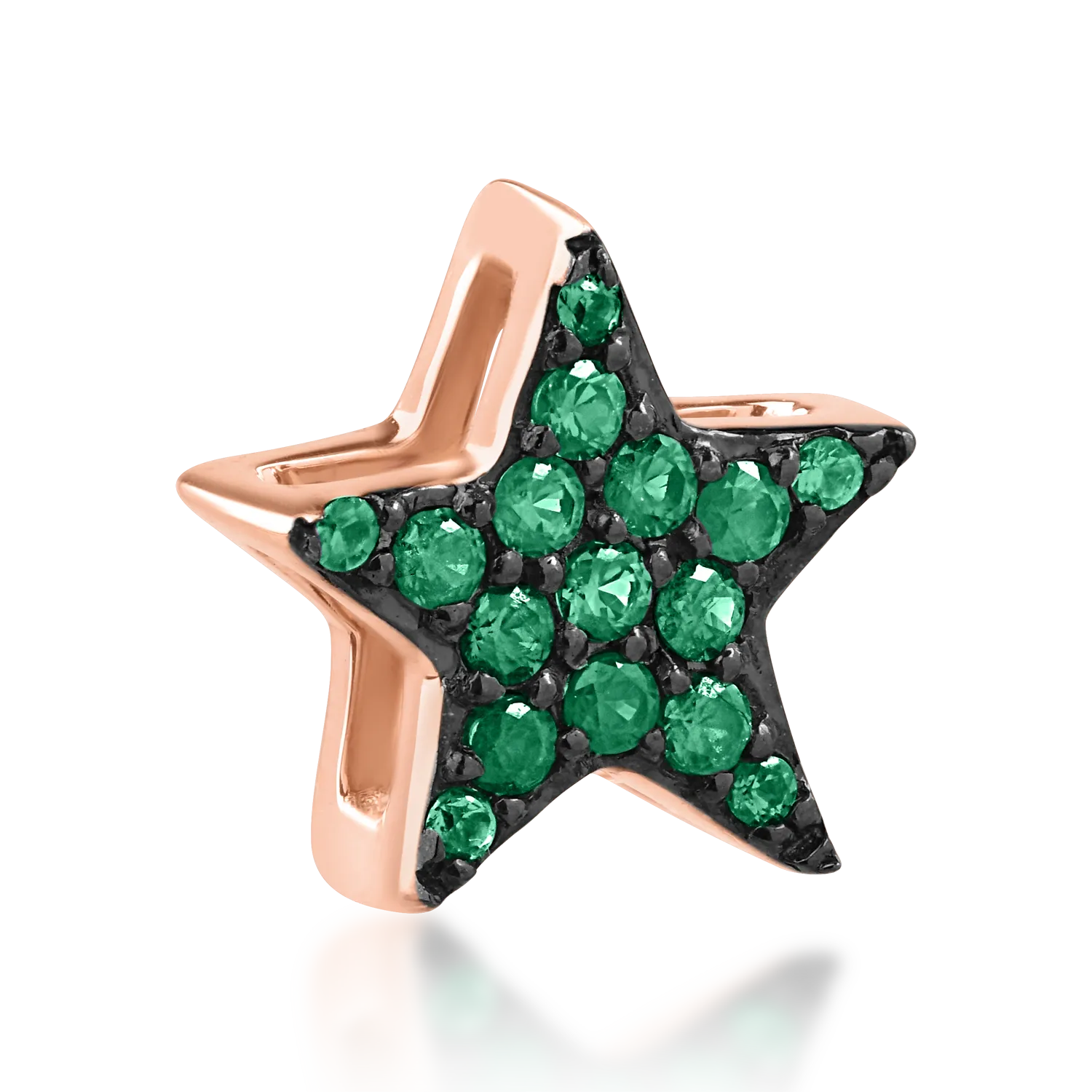 18K rose gold star pendant with 0.07ct emeralds