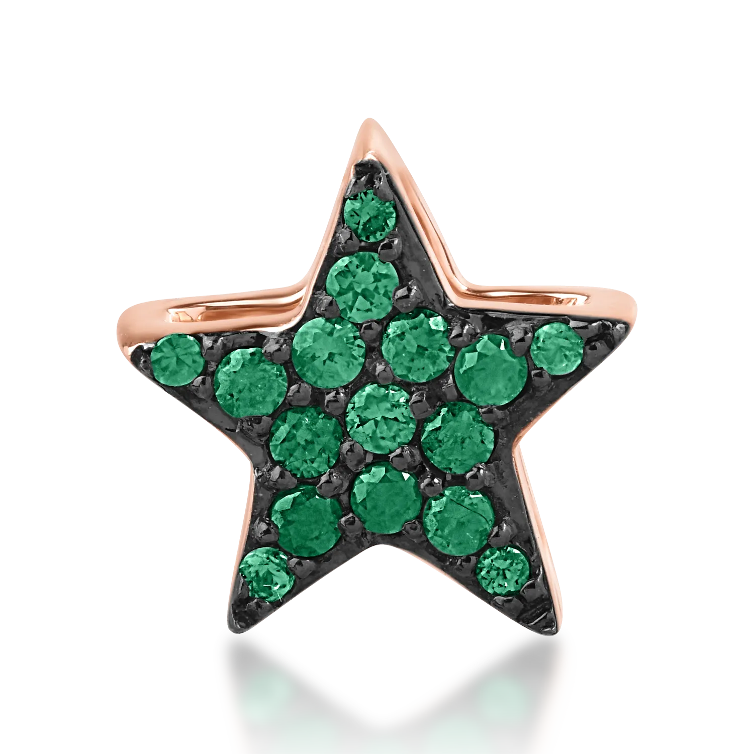 Pandantiv steluta din aur roz de 18K cu smaralde de 0.07ct-151788