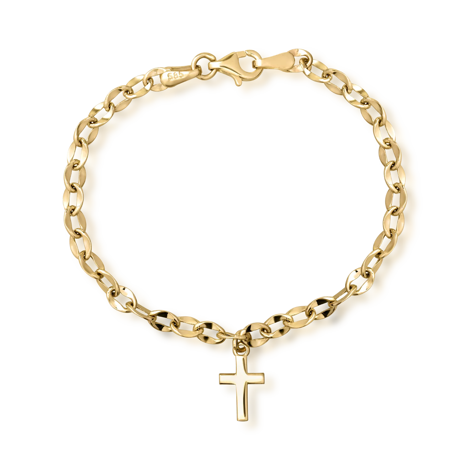 14K yellow gold cross bracelet