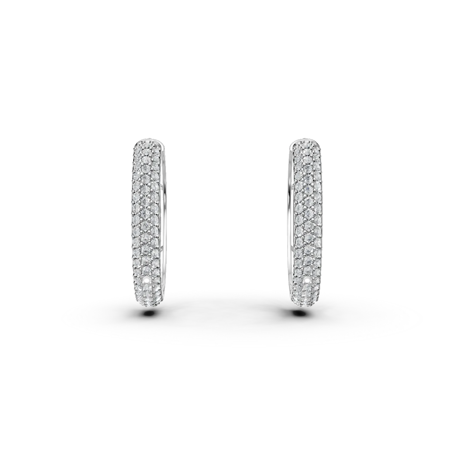 Cercei rotunzi din aur alb cu zirconia microsetting-169699
