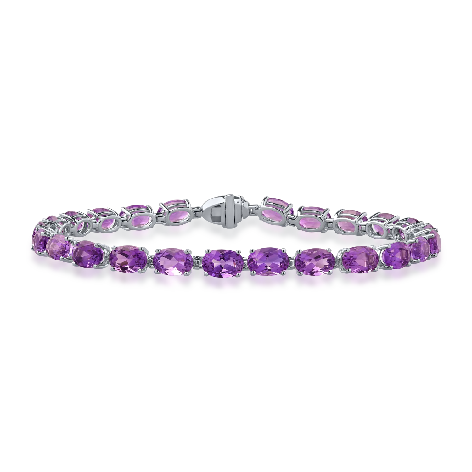 Bratara tennis din aur alb cu ametiste ovale de 11.6ct