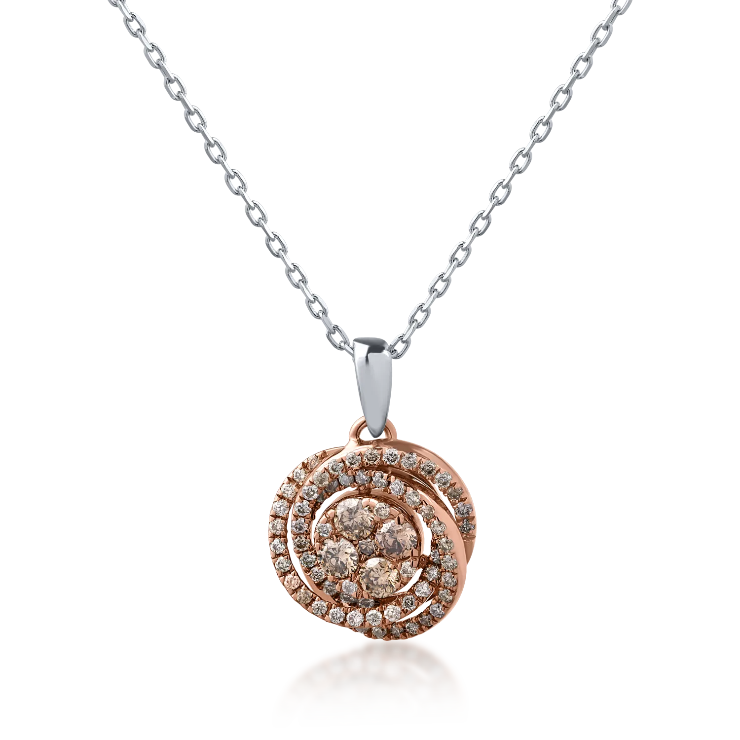 18K white-rose gold pendant necklace with 0.34ct brown diamonds