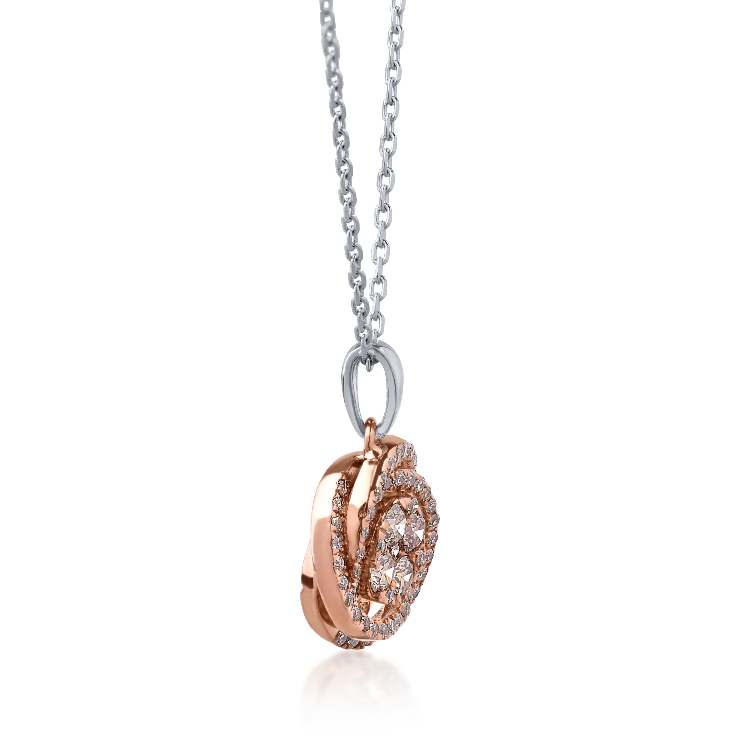 Колие с висулка от 18K бяло розово злато с 0.34ct кафяви диаманти