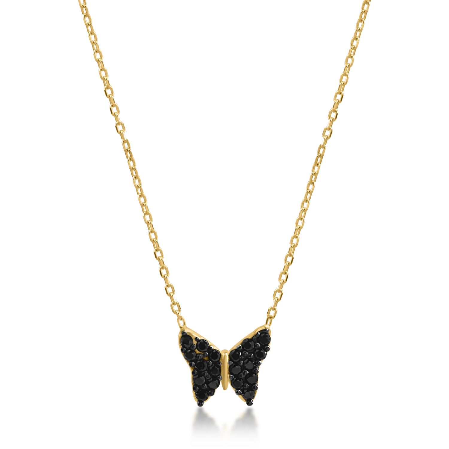 Yellow gold butterfly pendant necklace