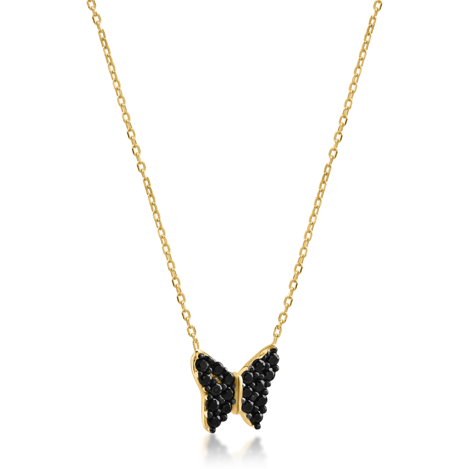 Yellow gold butterfly pendant necklace