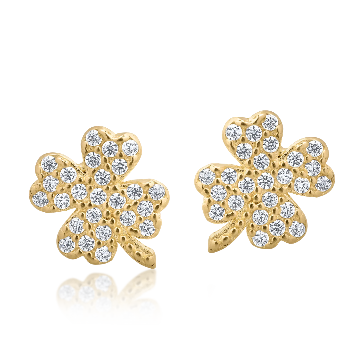 14K yellow gold clover earrings