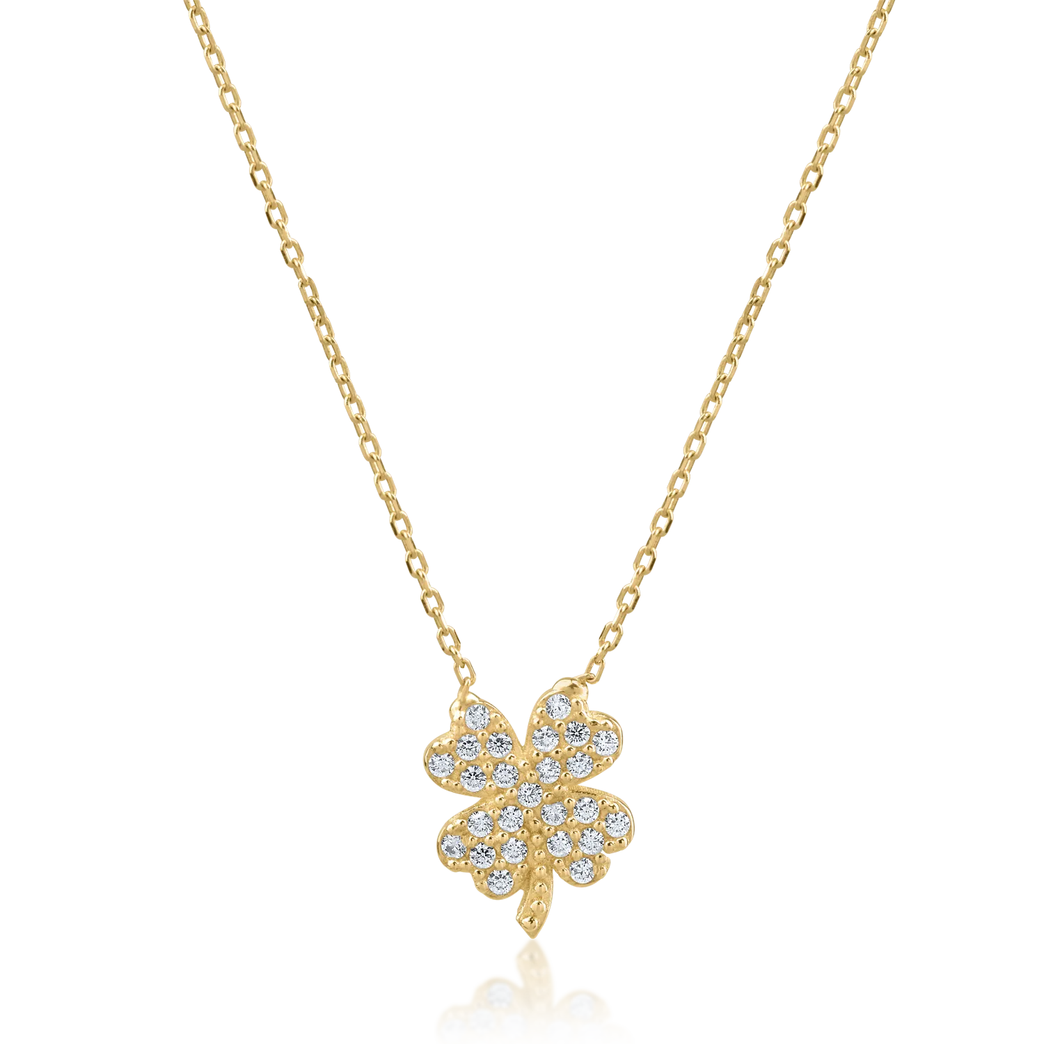 Yellow gold clover pendant necklace