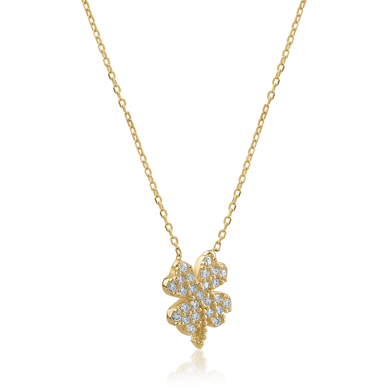 Naszyjnik z koniczynką z żółtego złota