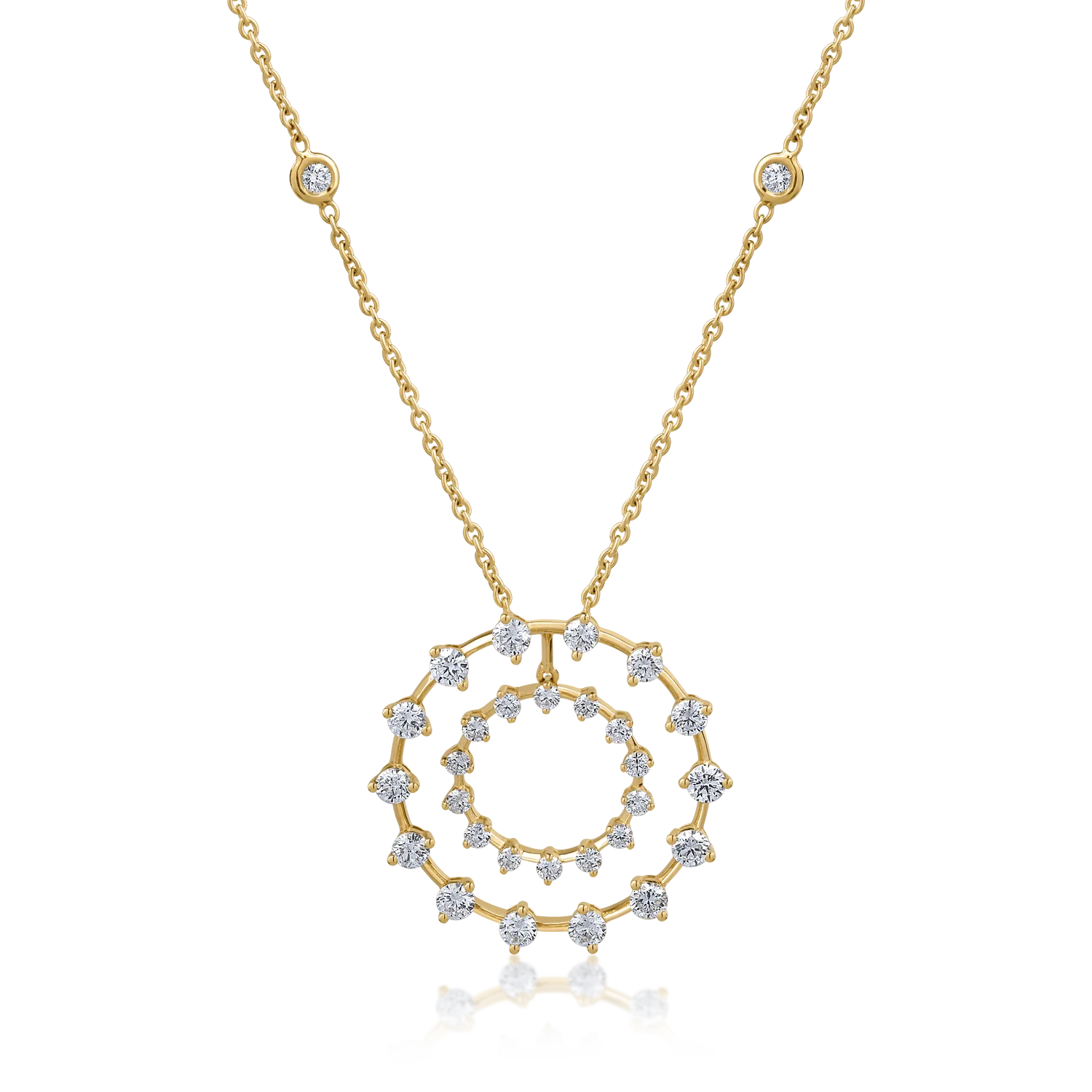 Lant cu pandantiv din aur galben cu diamante de 1.88ct