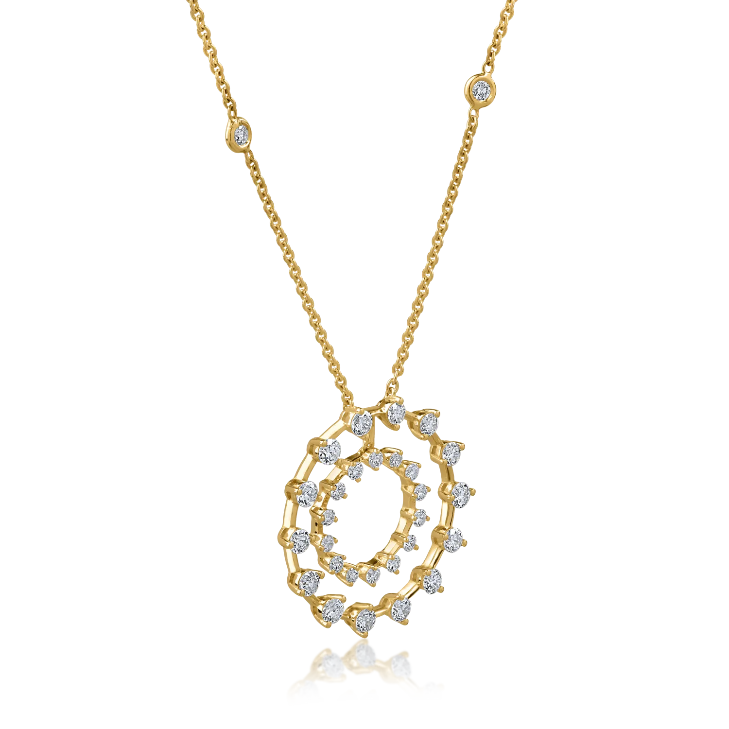 Lant cu pandantiv din aur galben de 18K cu diamante de 1.88ct
