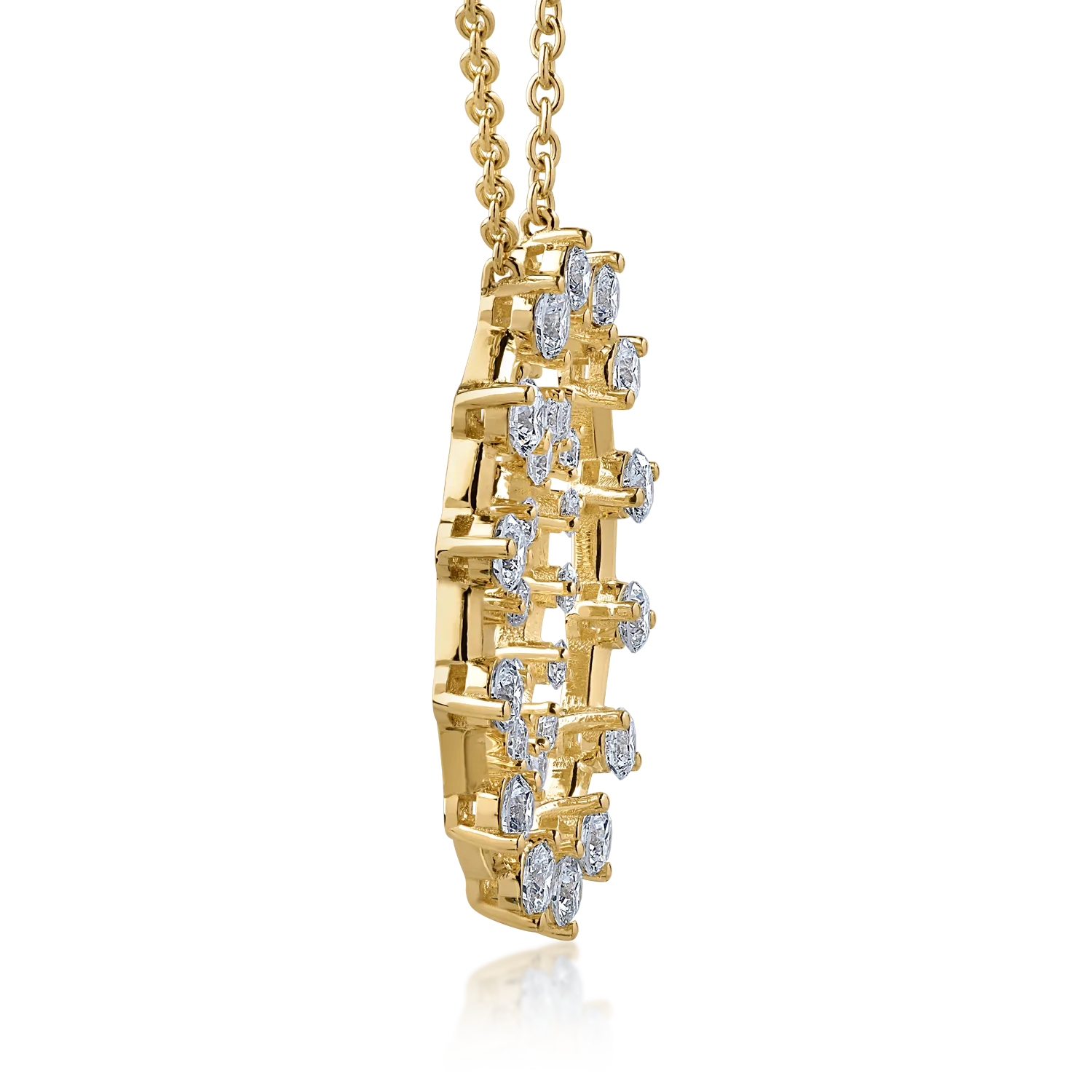 Lant cu pandantiv din aur galben de 18K cu diamante de 1.88ct
