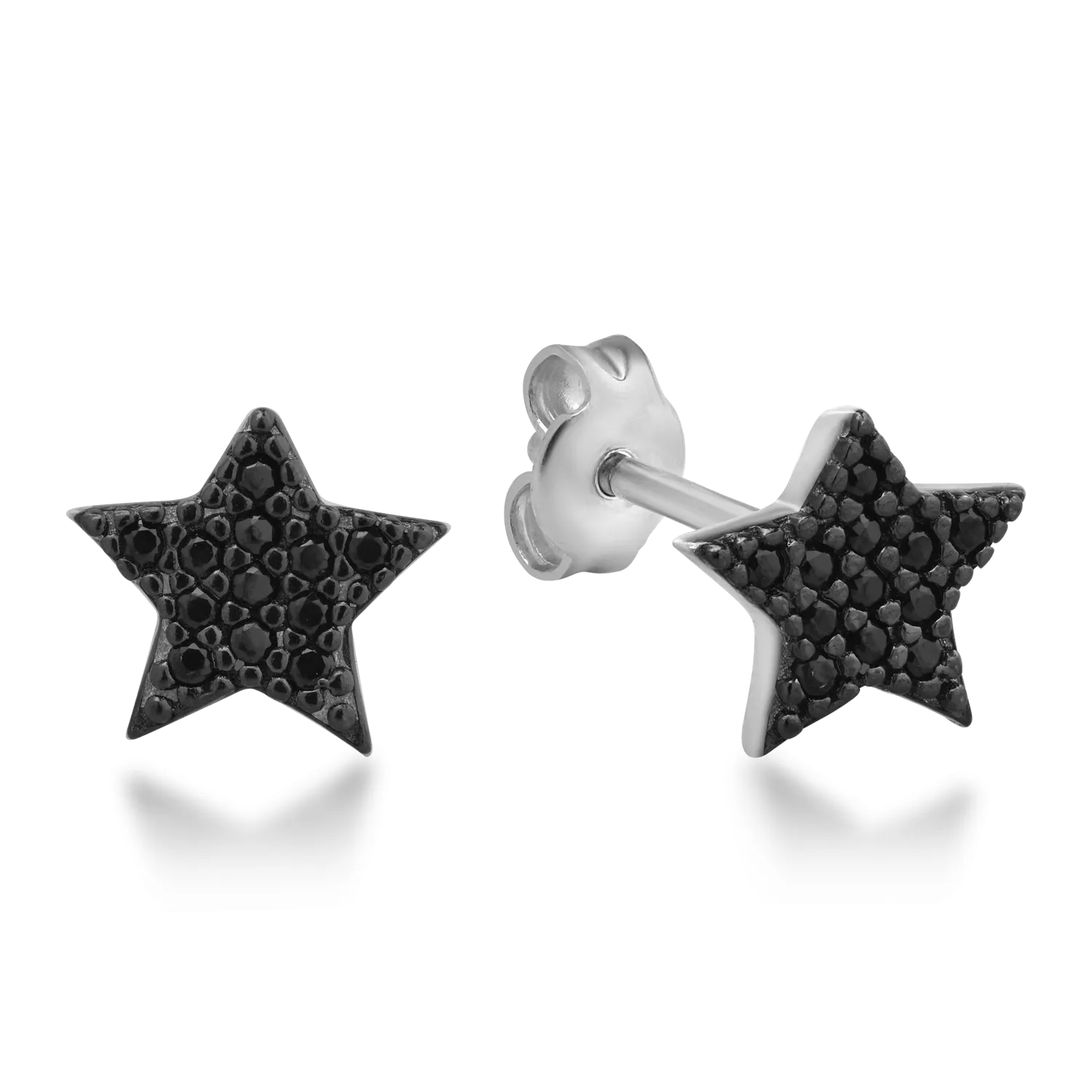 White gold star earrings