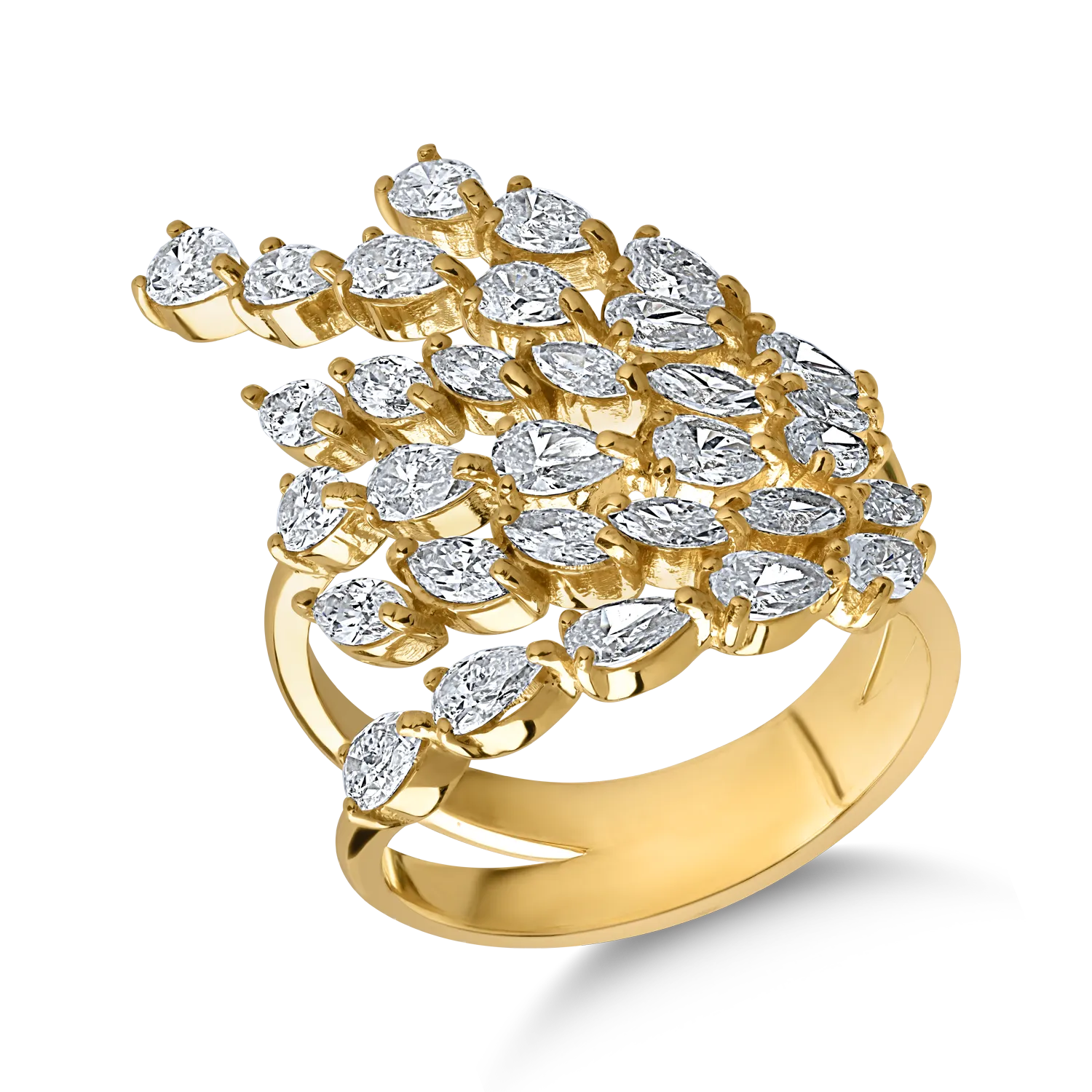 Пръстен от 18K жълто злато с 2.45ct диаманти