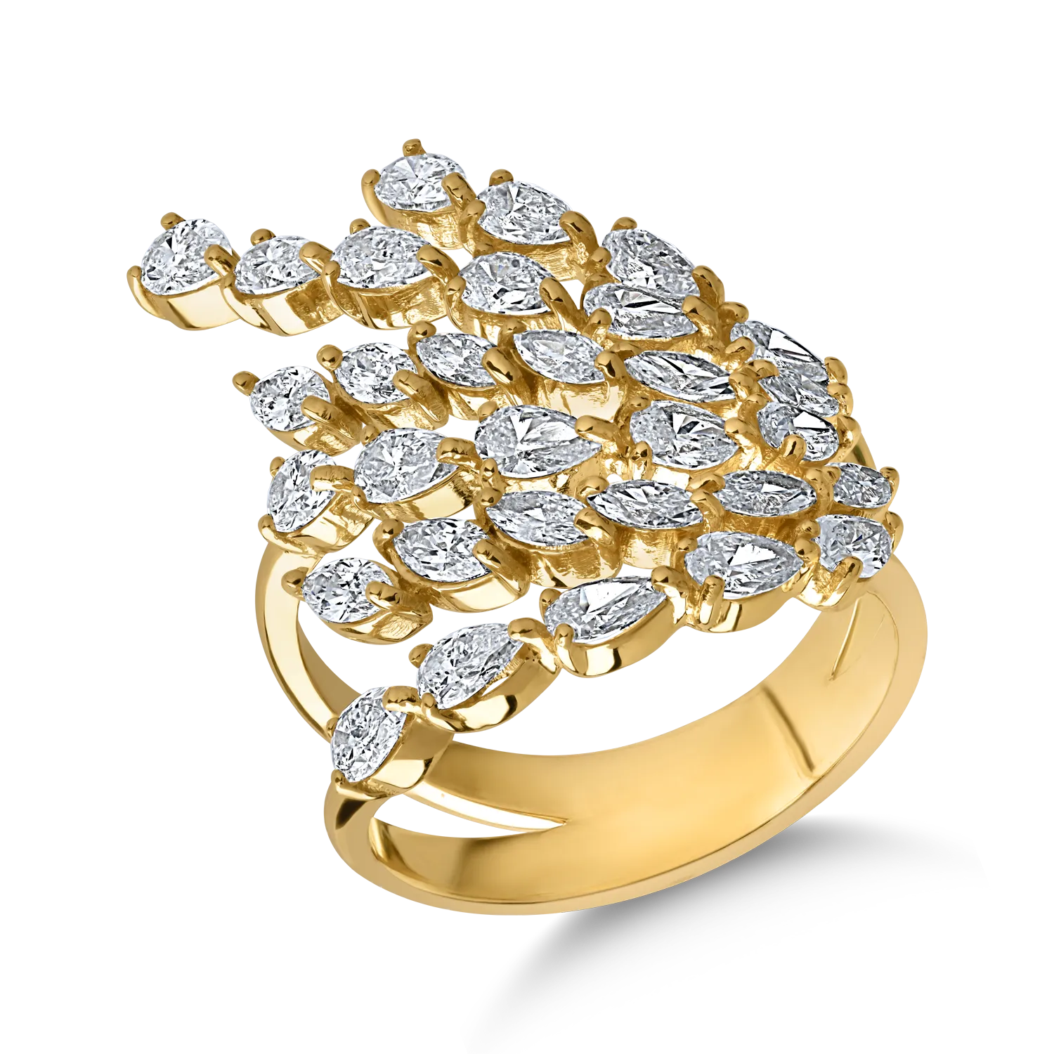 Inel din aur galben cu diamante pear si marquise de 2.4ct