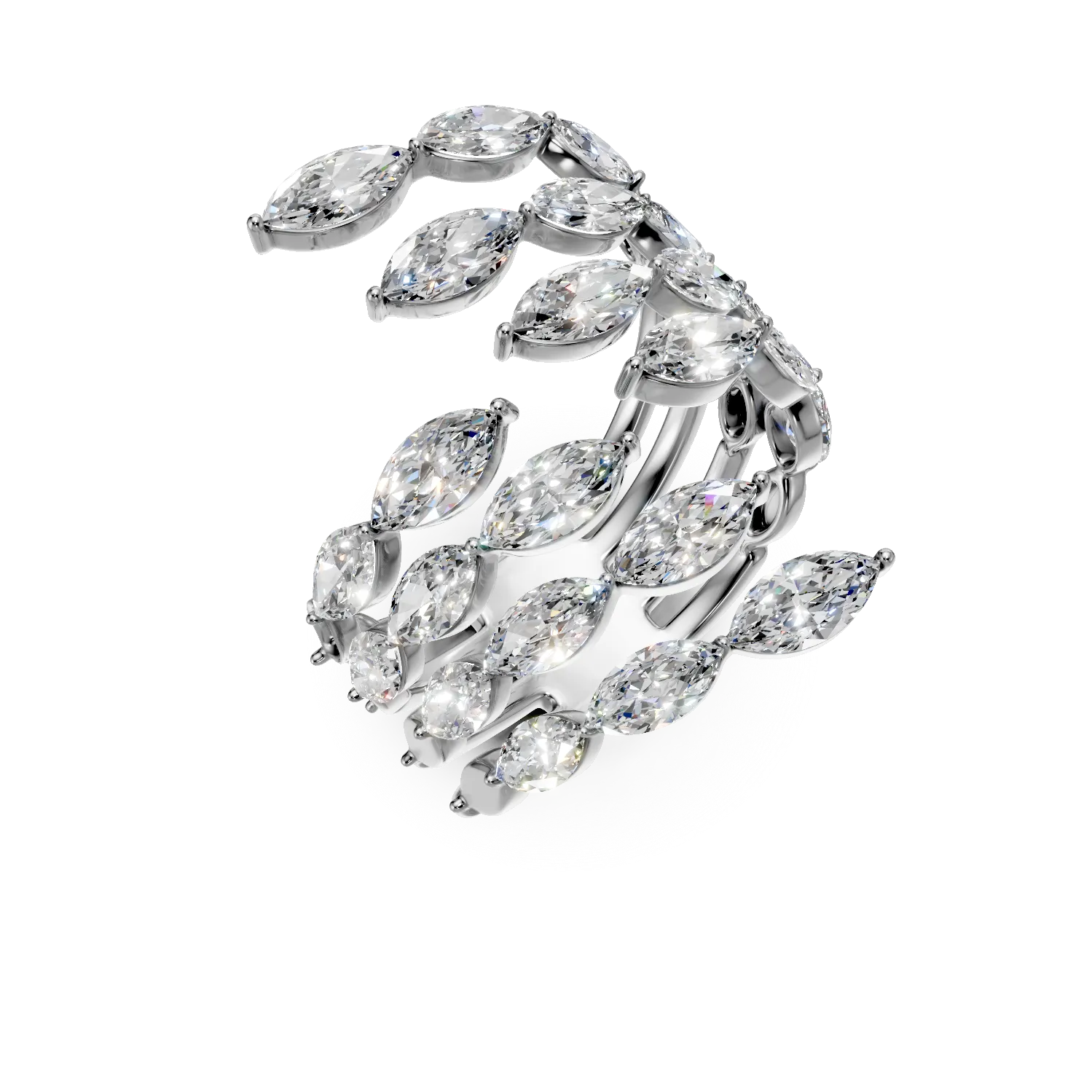 Inel din aur alb cu diamante marquise de 2.5ct