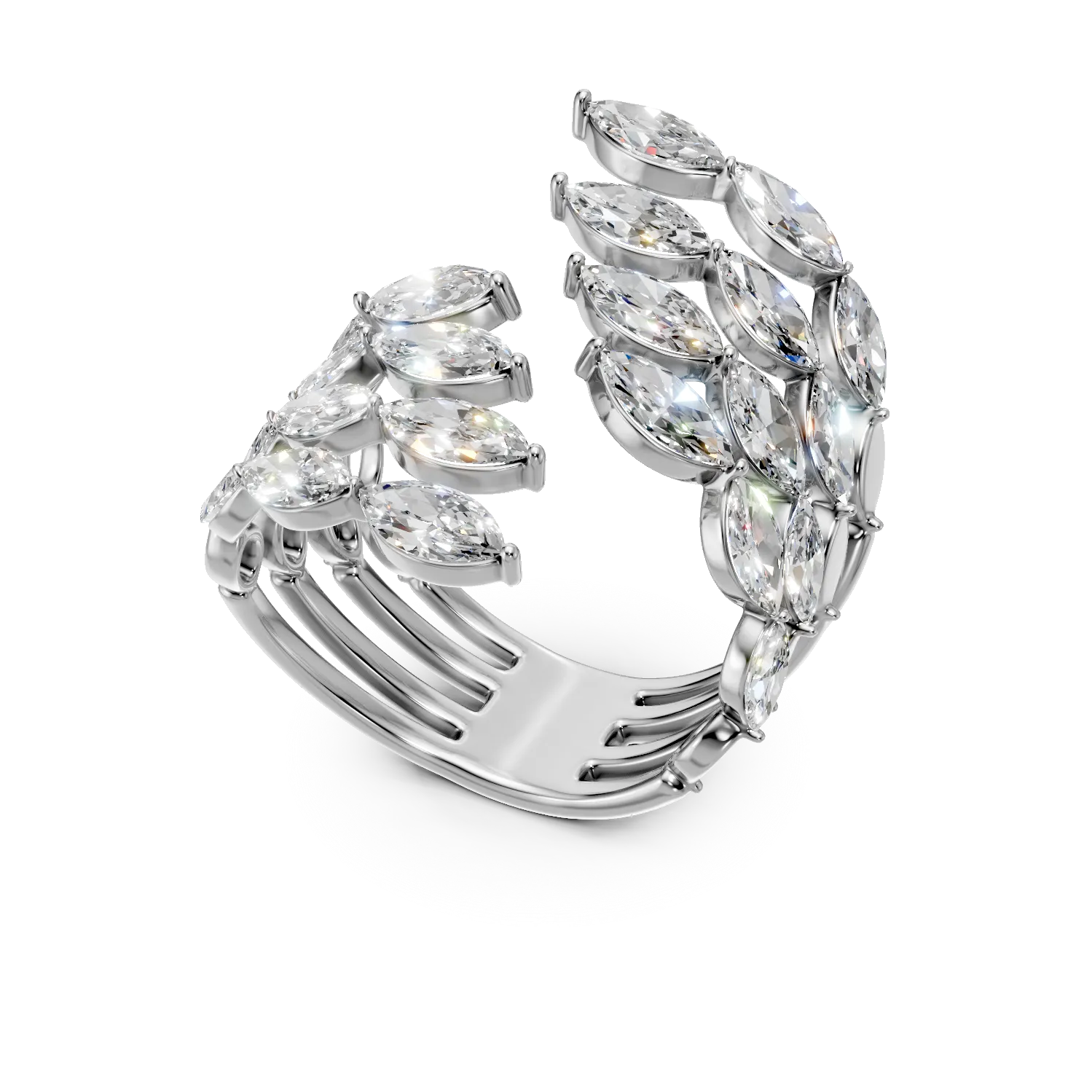 Inel din aur alb cu diamante marquise de 2.56ct