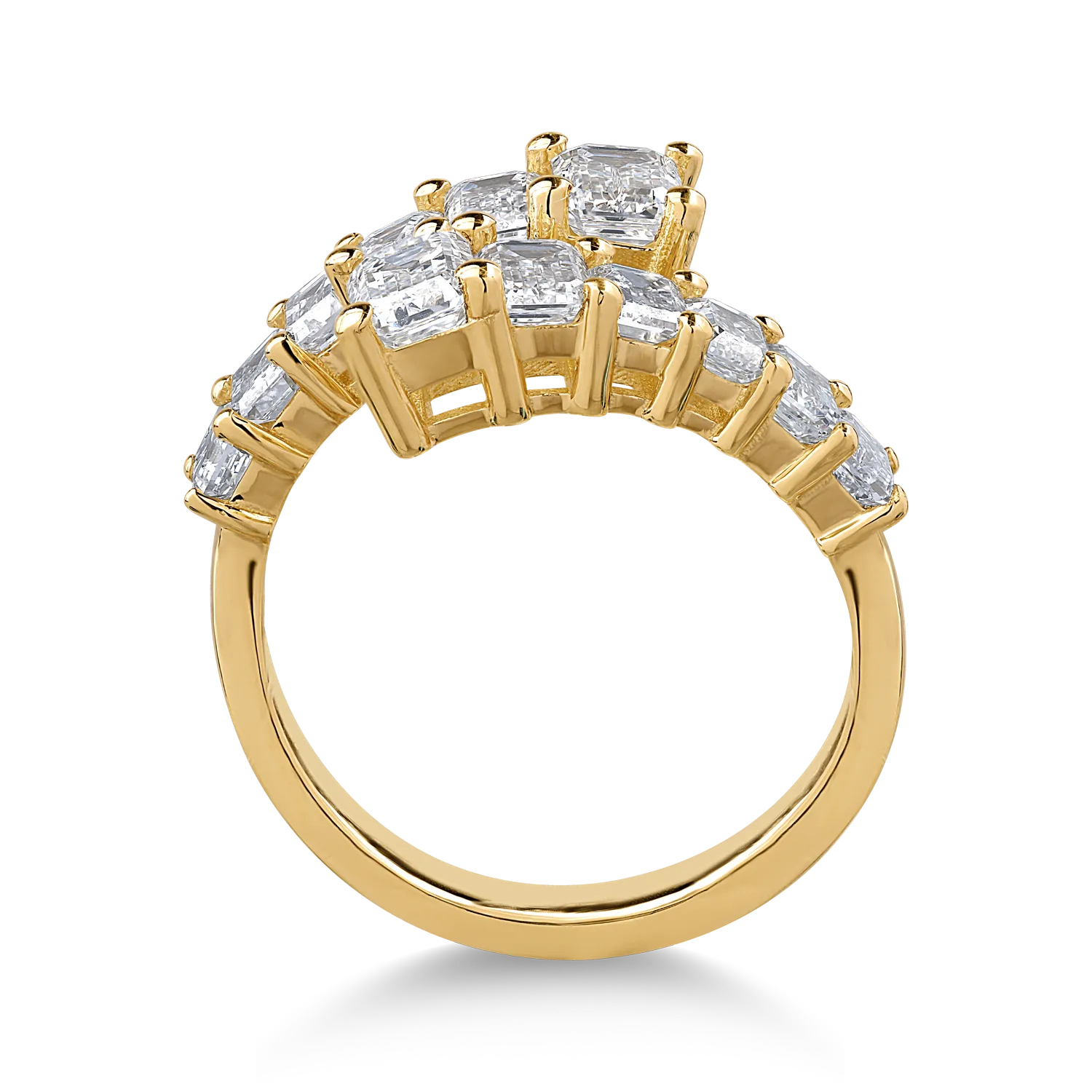 Inel din aur galben cu diamante emerald de 3.1ct