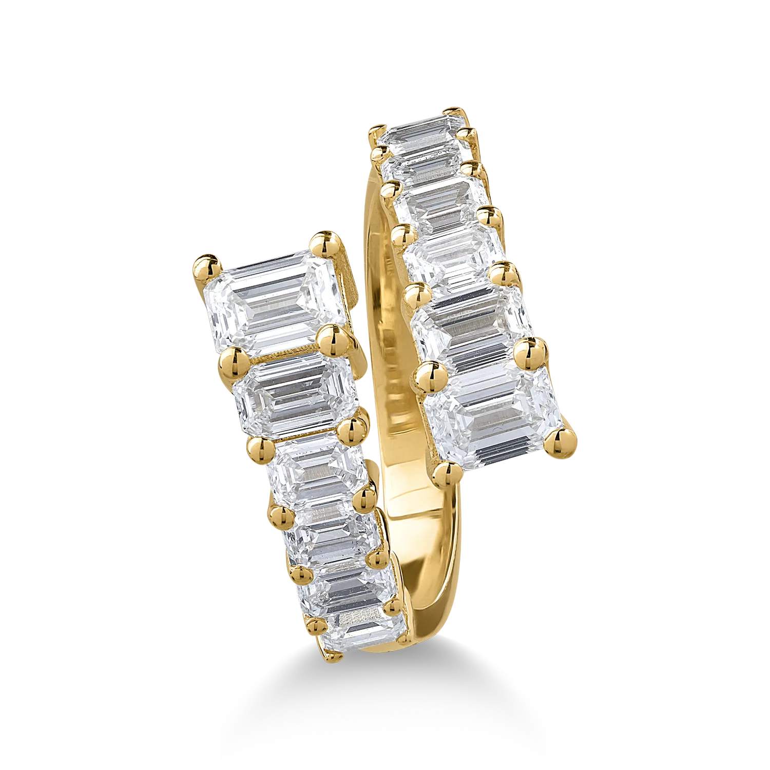 Inel din aur galben cu diamante emerald de 3.1ct