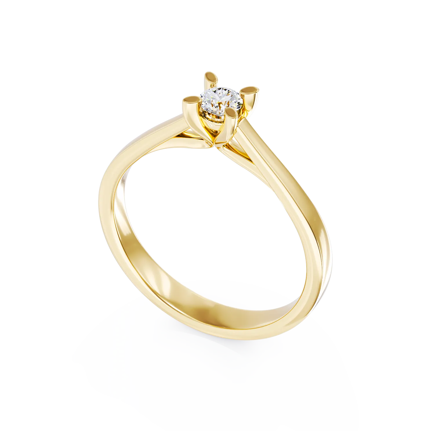 Годежен пръстен от 14K жълто злато с диамант пасианс 0.10ct