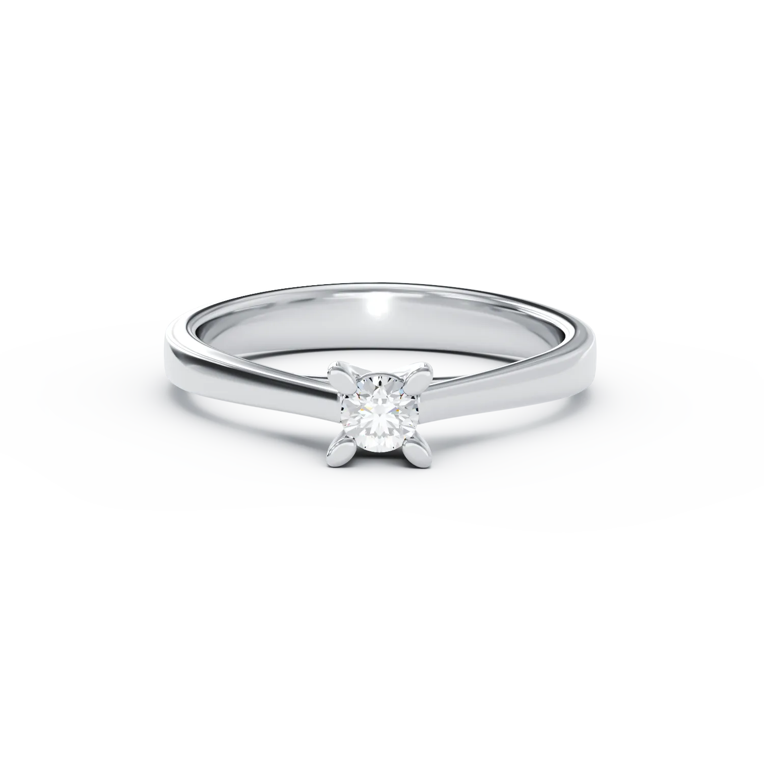 Годежен пръстен от бяло злато 14K с диамант пасианс 0.10ct