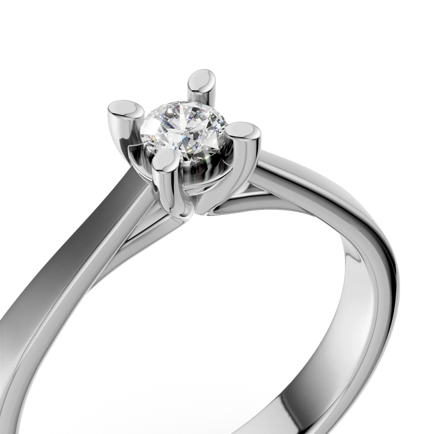 Inel de logodna din aur alb cu diamant solitaire de 0.1ct